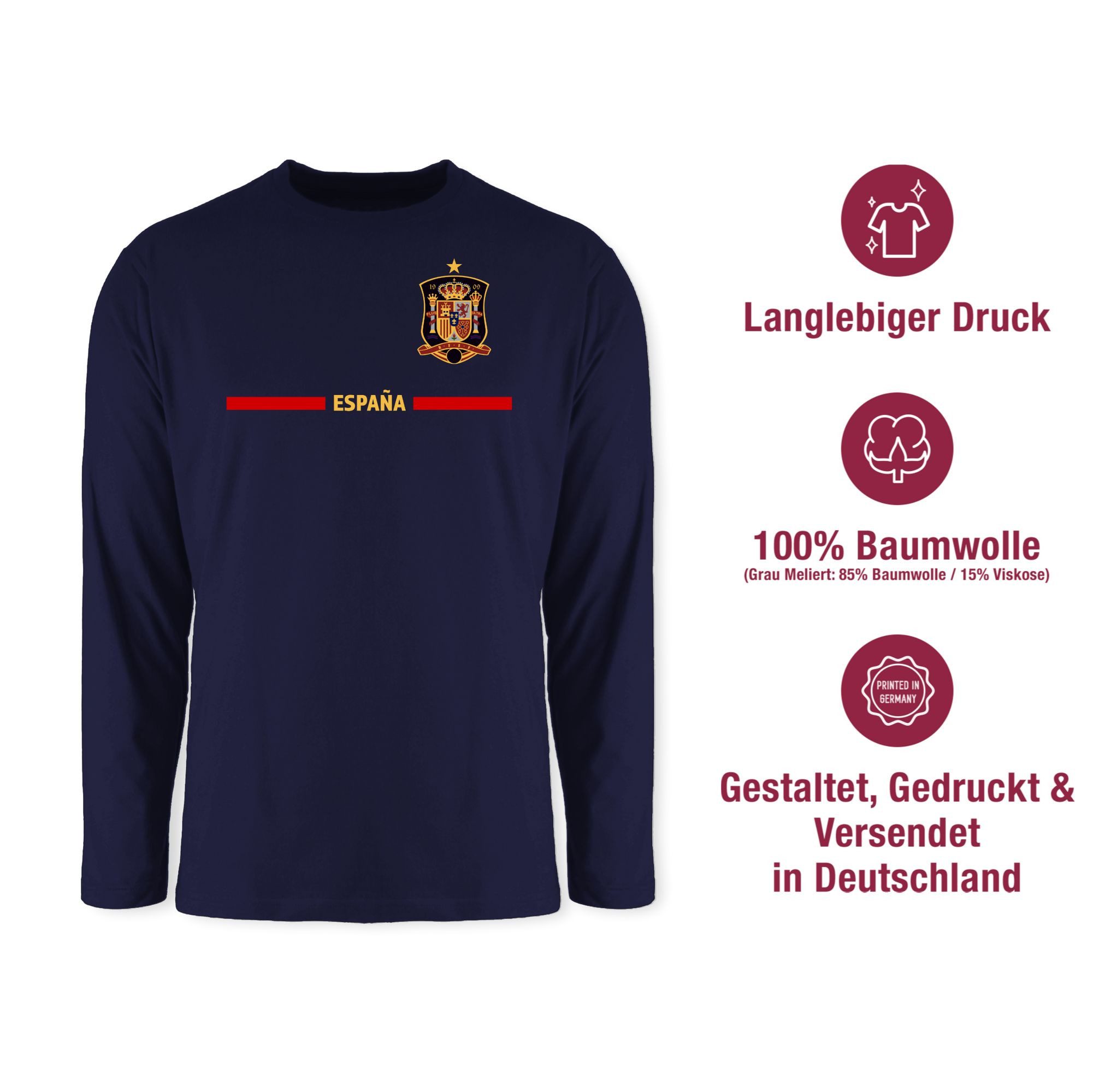 Shirtracer Rundhalsshirt Spanisches Trikot Wappen, España mit Stolz, Spanien Fan-Motiv 2026 Fussball WM Fanartikel