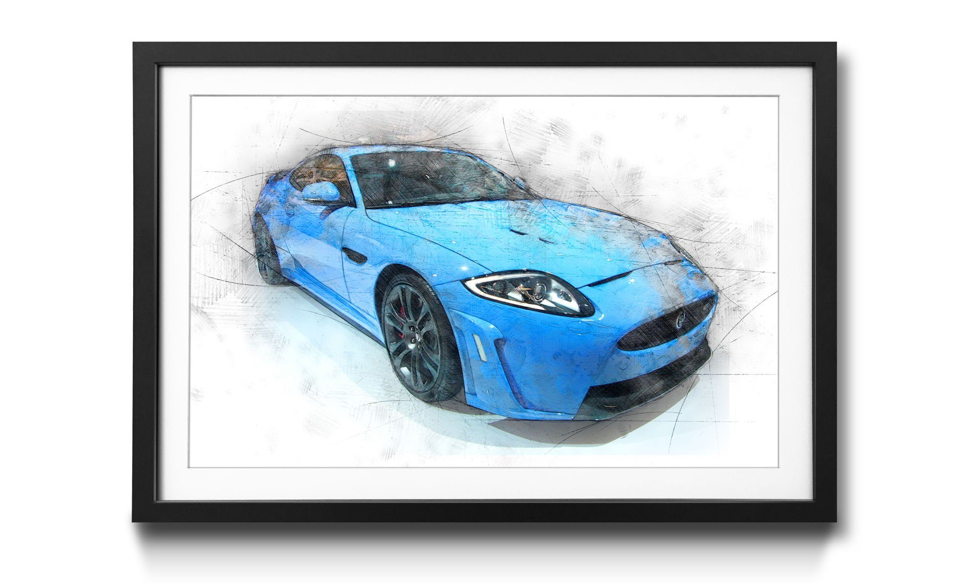 WandbilderXXL Bild mit Rahmen Größen Wandbild, 4 Blue in Jag, Auto, erhältlich