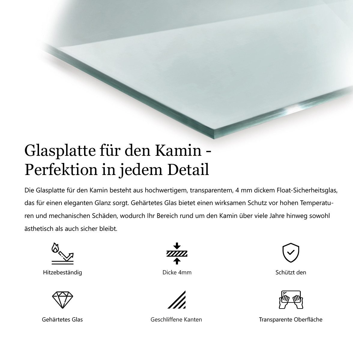 Decormat Bodenschutzplatte Glas-Schutzplatte für Kaminofen – Bodenschutzplatte aus Glas – Bild 4 von 4