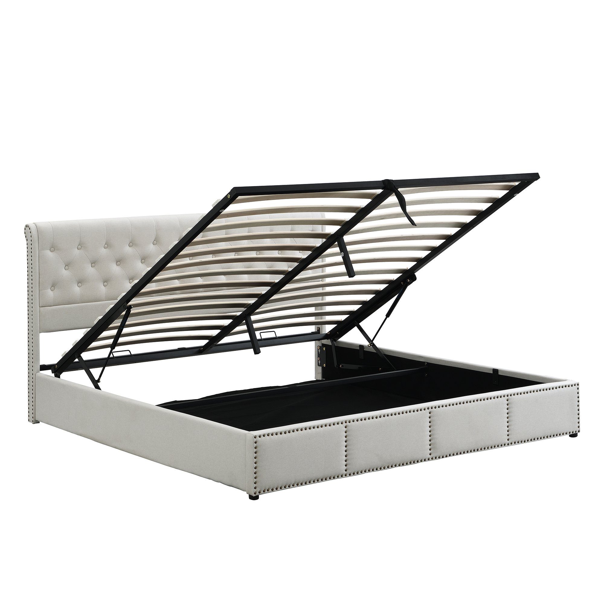 Boxspringbett (Doppelbett Polsterbett), Hydraulisches Funktionsbett 180x200cm mit Bettkasten