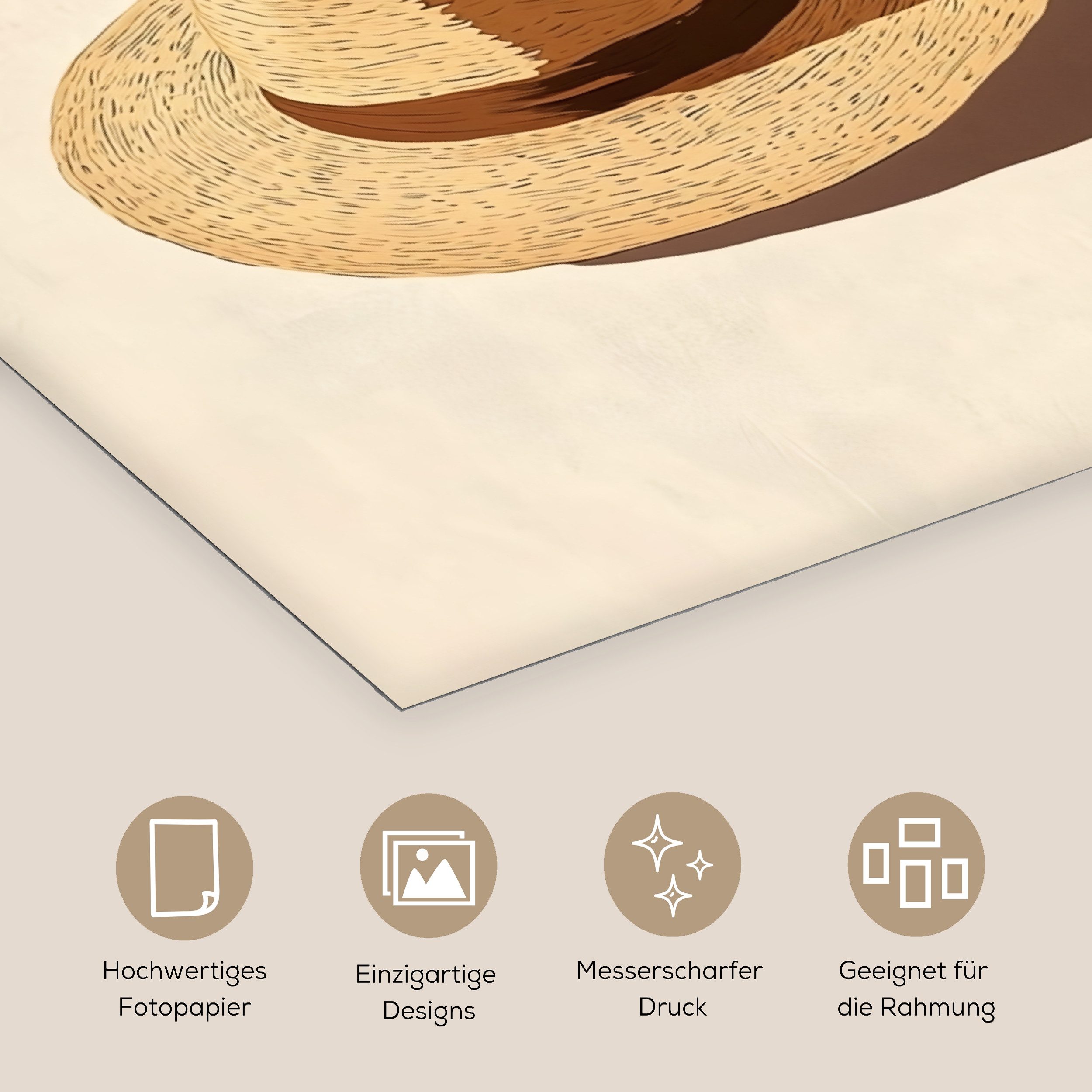 MuchoWow Poster Hut - Minimalistisch - Farbton - Beige, (1 St), Poster ohne Rahmen, Wandbild, Wandposter, 30x40 cm