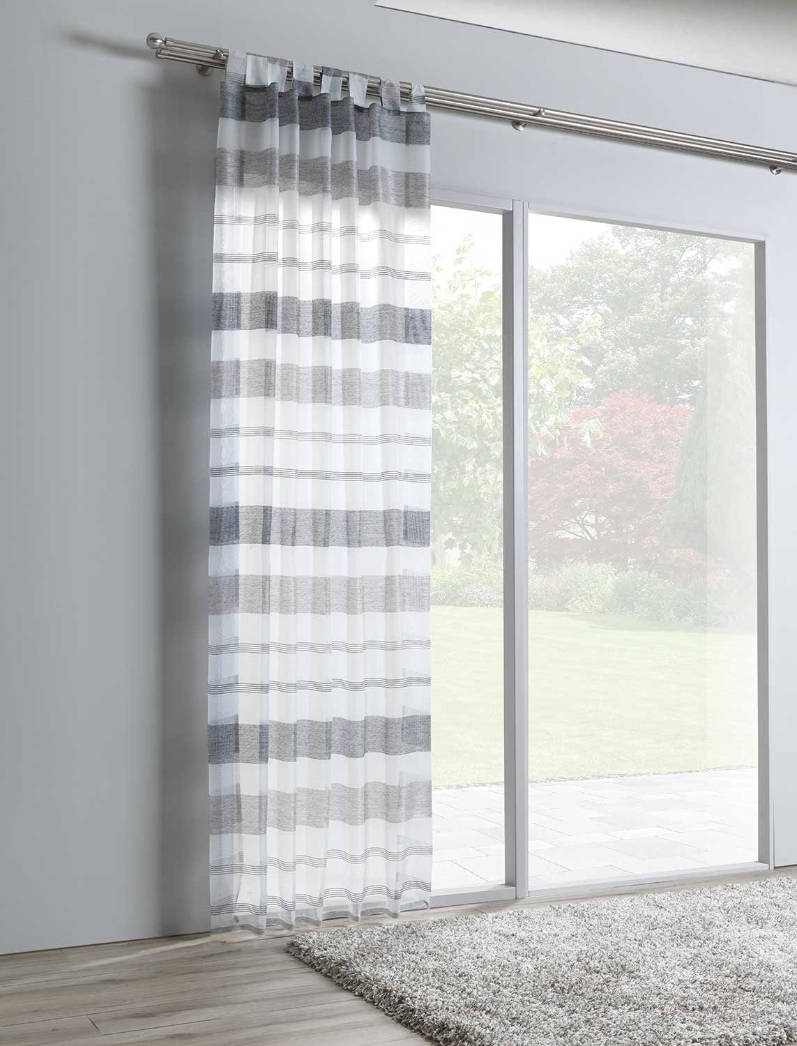 Vorhang, Polyester, Anthrazit, Schlaufen, transparent cm, St), Home4You, 245 140 (1 Schlaufen x