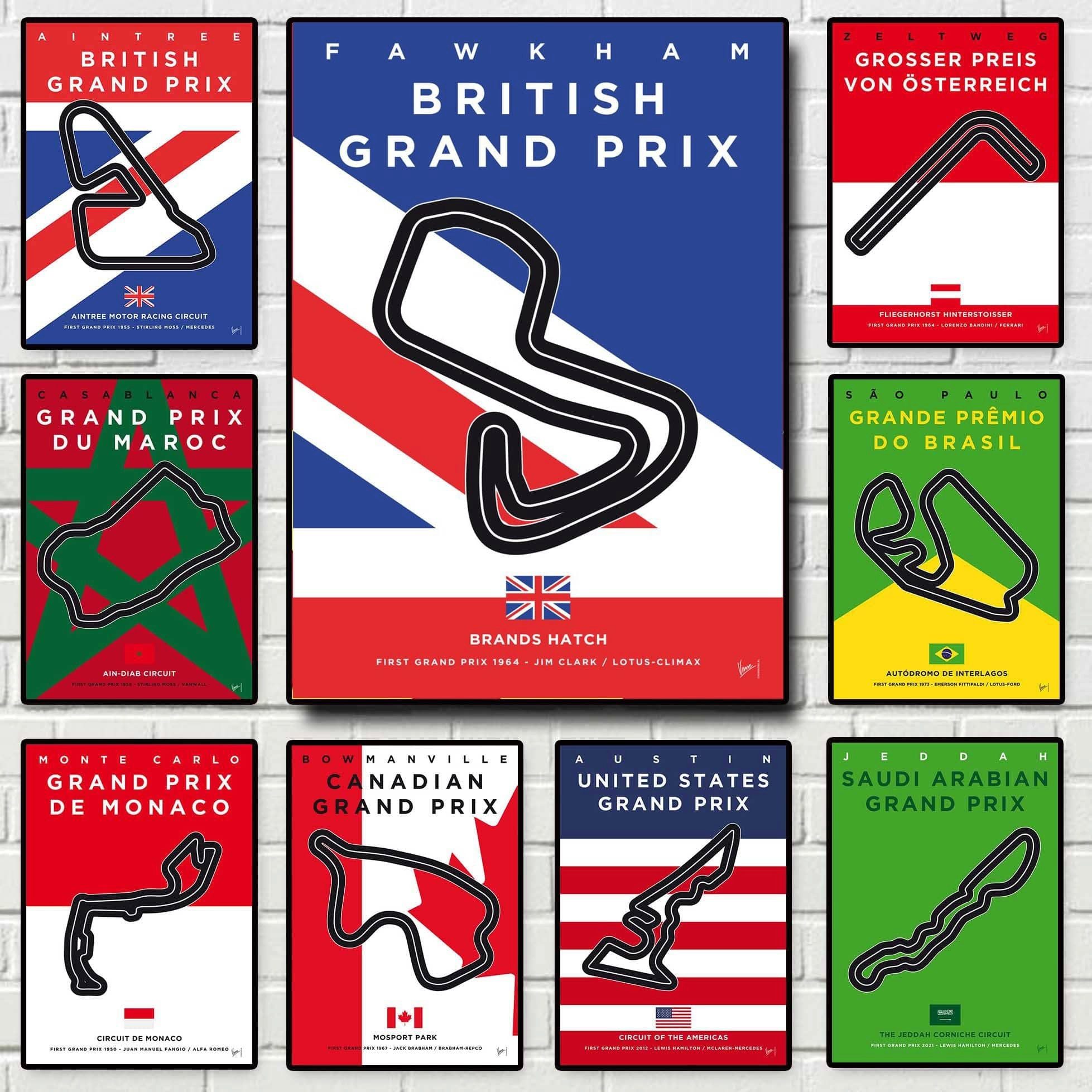 JUSTGOODMOOD Poster Formel 1 Rennstrecke Länder Flagge Deko Print ohne Rahmen Saudi Arabia, I Saudi Arabian (1 St)