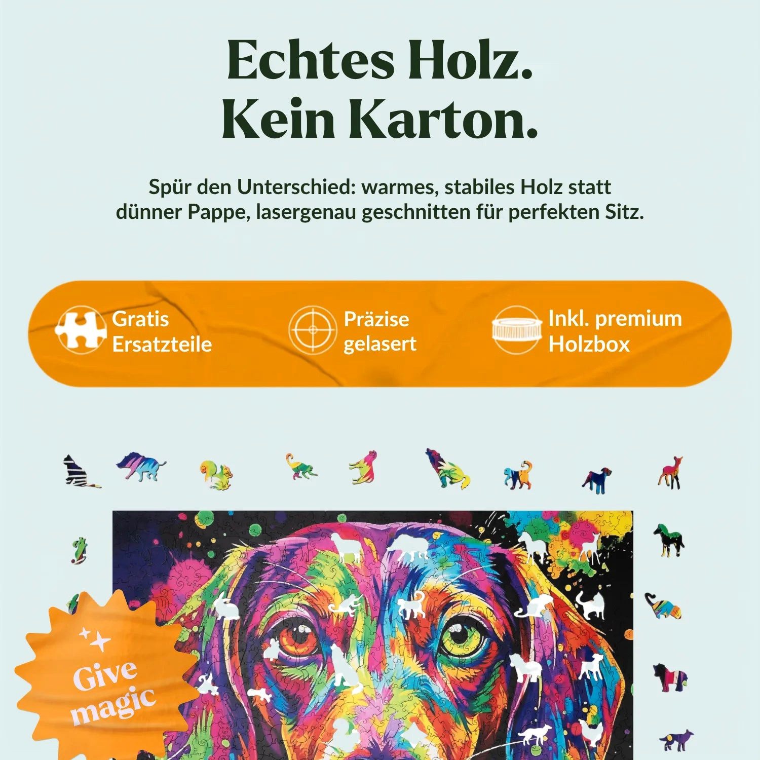MagicHolz Puzzle Bunter Dackel Holzpuzzle (2D), 1000 Puzzleteile