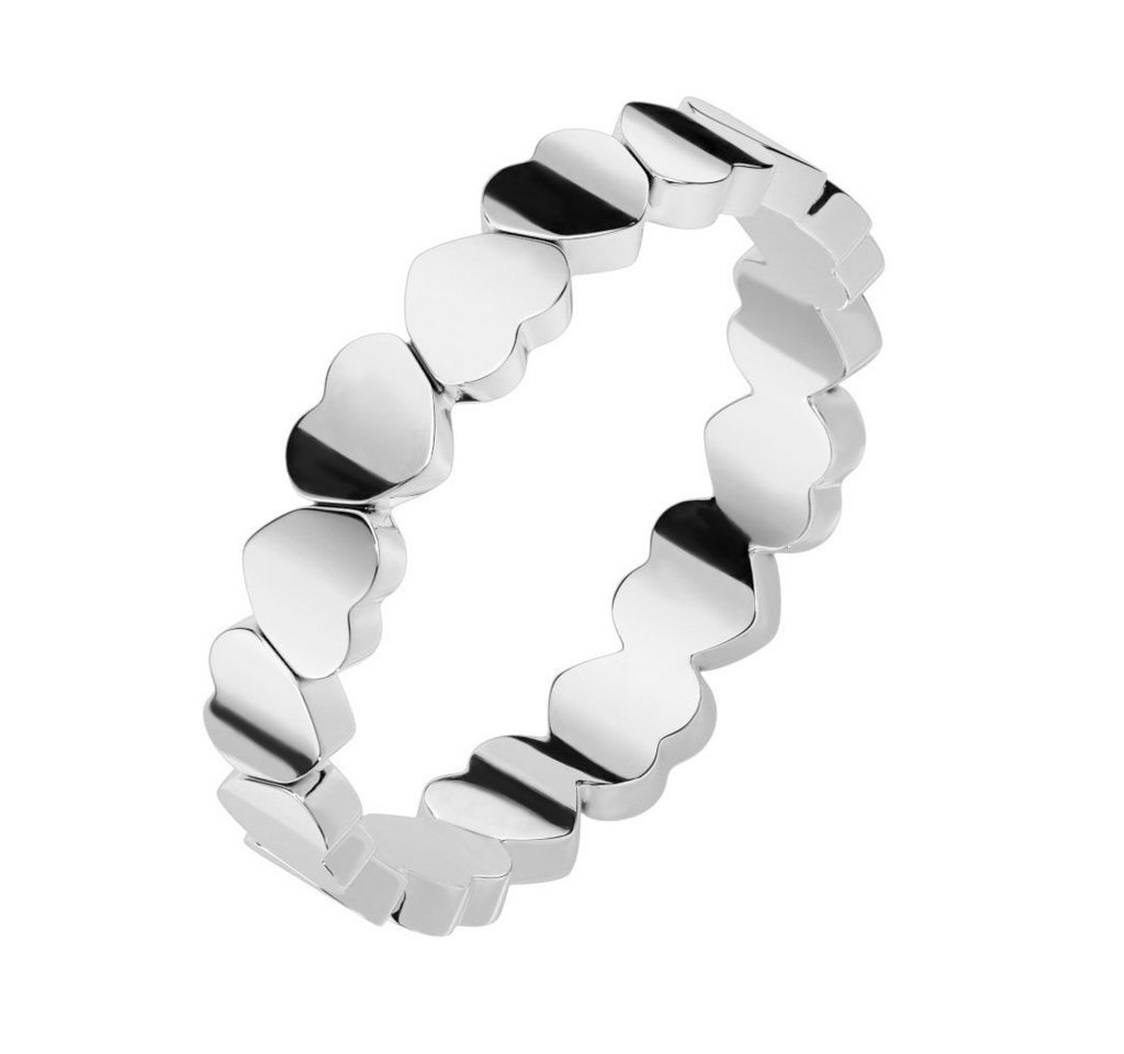 BUNGSA Fingerring 54 (17.2) Ring verbundene Herzen Silber aus Edelstahl Damen (1 Ring, 1-tlg), Frauen Mädchen