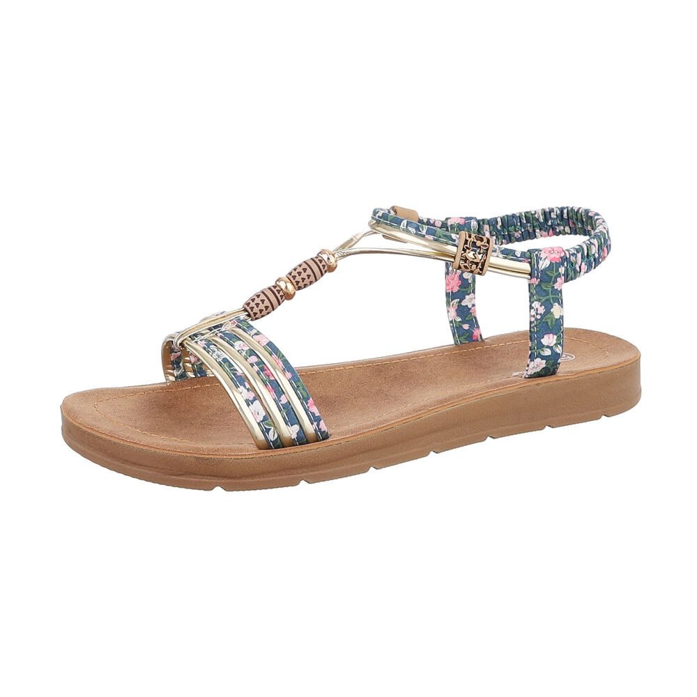 Ital-Design Damen Freizeit Riemchensandalette (86706767) Flach Riemchensandalen in Grün