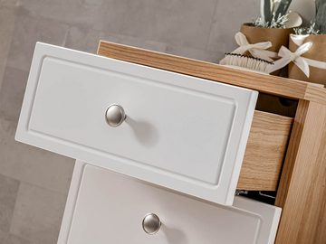 einfachgutemoebel Waschtisch-Set Badezimmer Unterschrank Somoza 87cm, Türe & Schubfach, eiche-weiss, (Badmöbel, Bad Unterschrank)