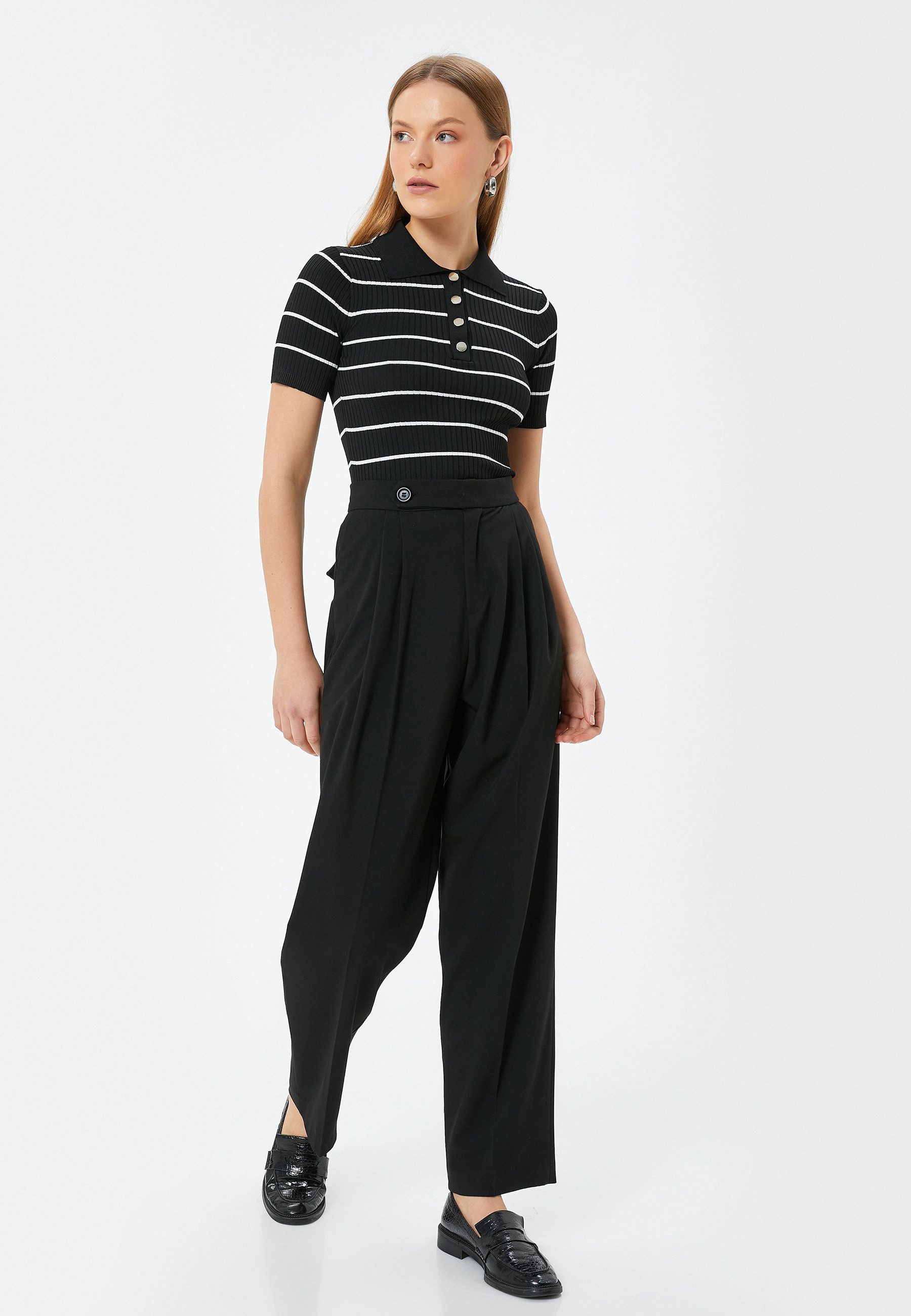 Koton Kurzarmpullover Polokragen Mit Knöpfen