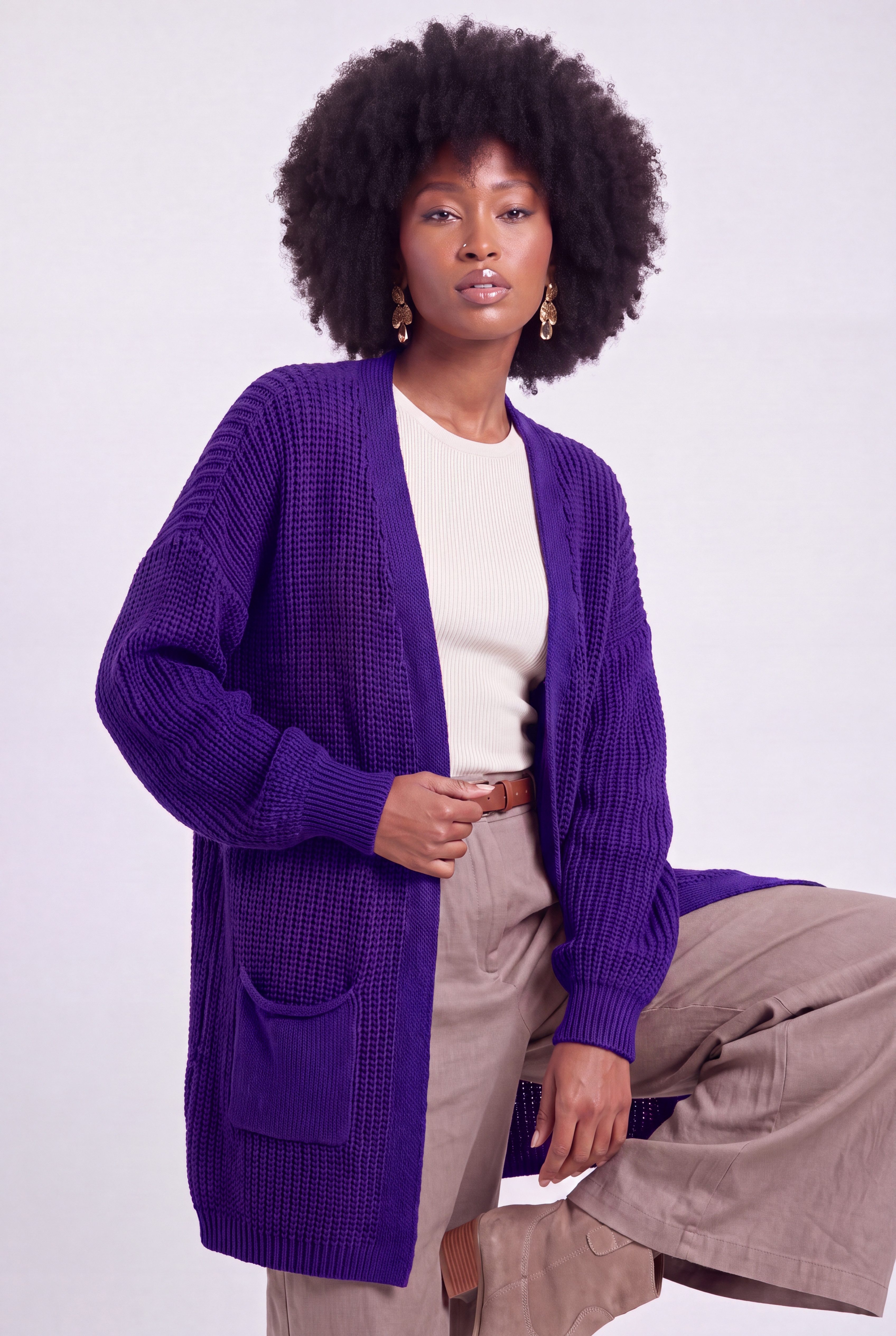 YC Fashion & Style Cardigan Offene Damen Strickjacke aus Grobstrick mit Taschen – One Size 34–46 in Unifarbe