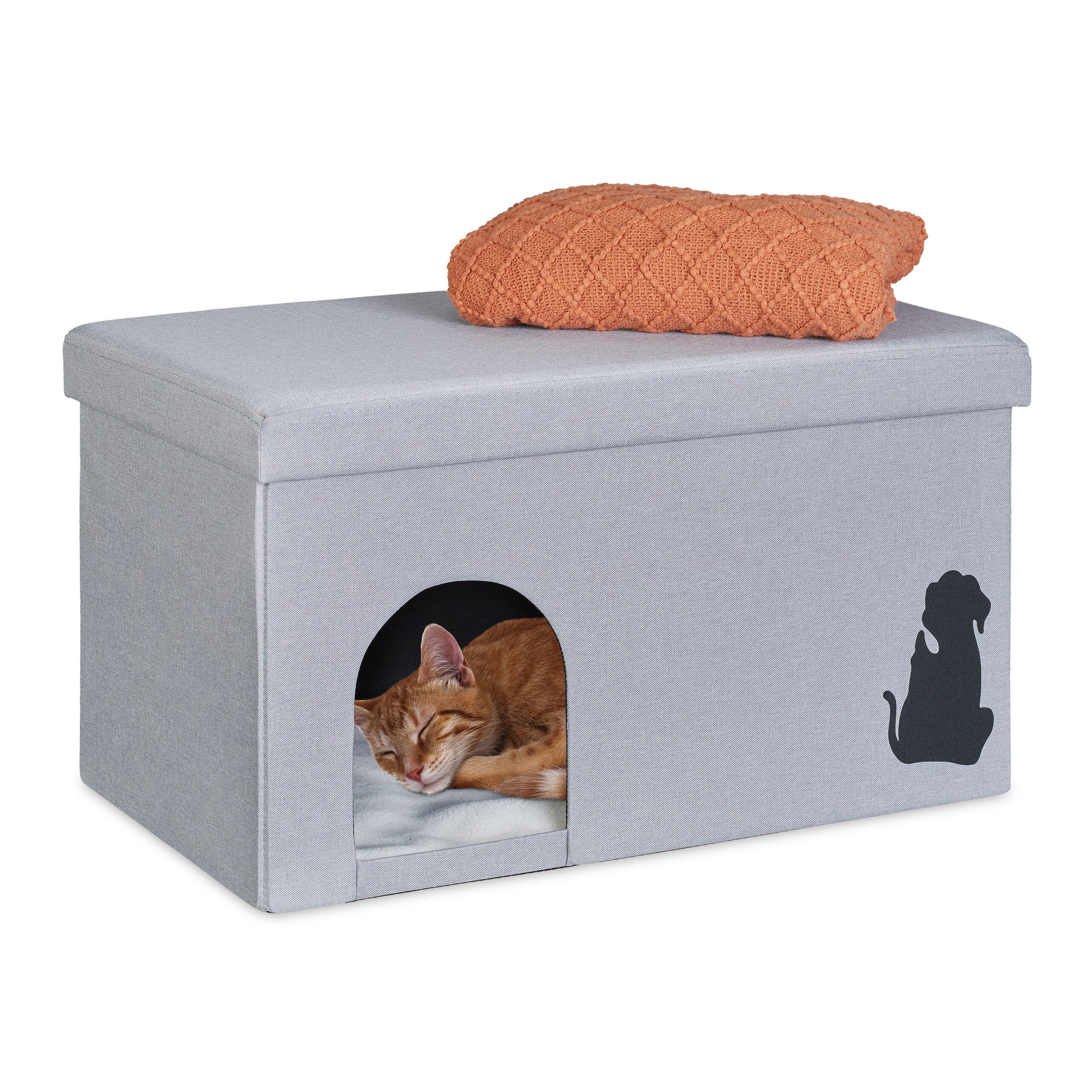 relaxdays Tierhöhle Katzenhöhle mit Deckel günstig online kaufen