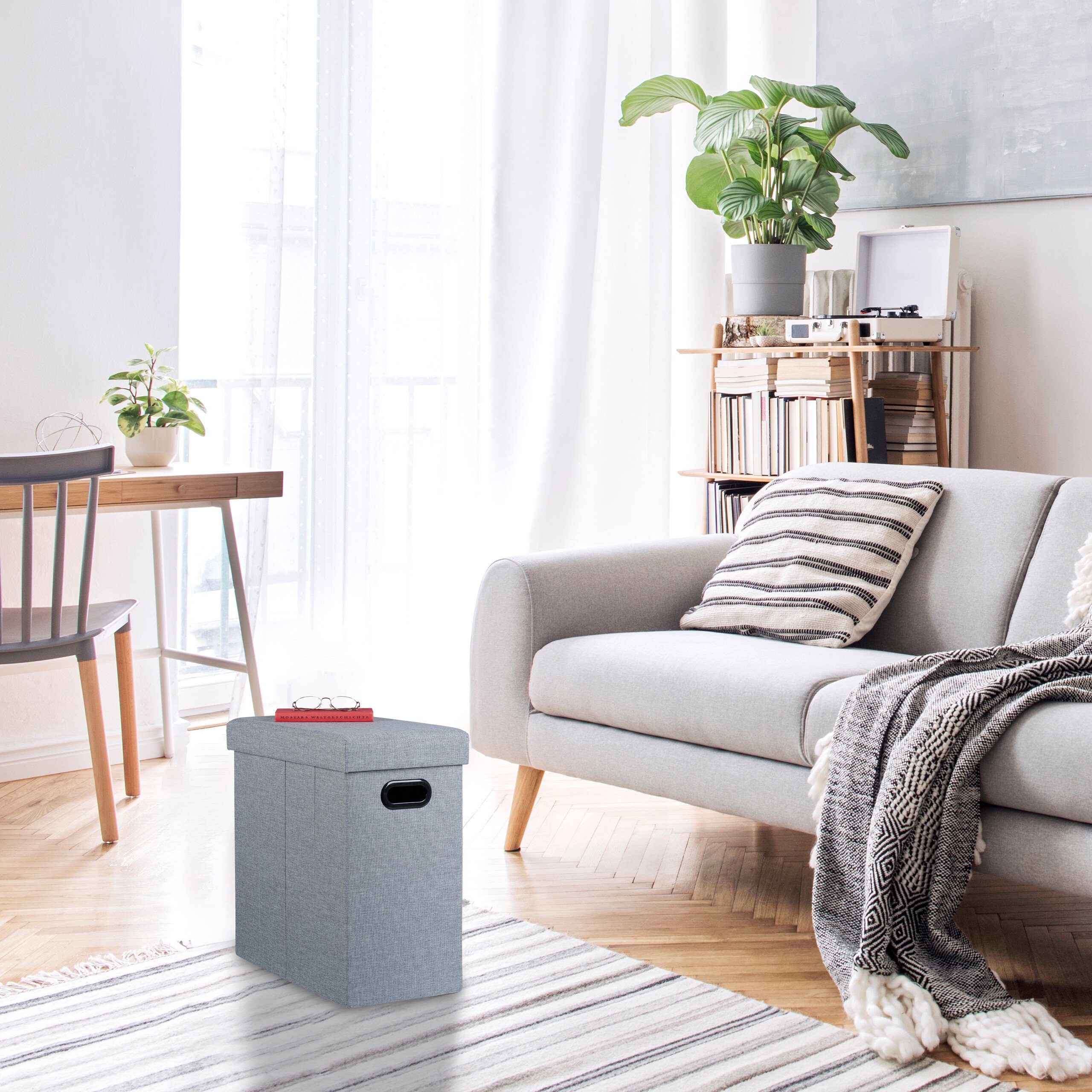 relaxdays Sitzhocker Grauer Sitzhocker mit Stauraum günstig online kaufen