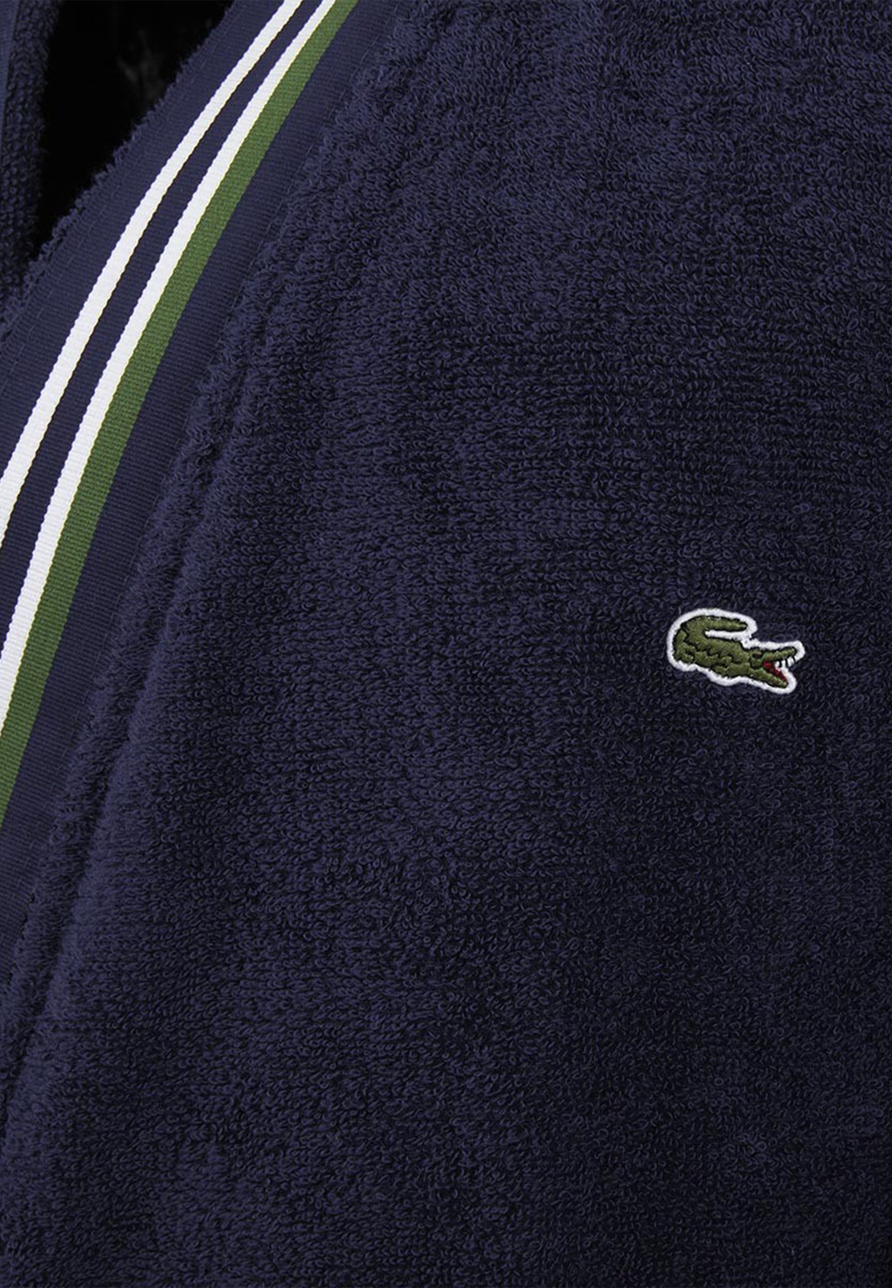 Lacoste Bademantel LCLUB, Kurzform, Frottier, Stehkragen, Gürtel, mit Label-Applikationen