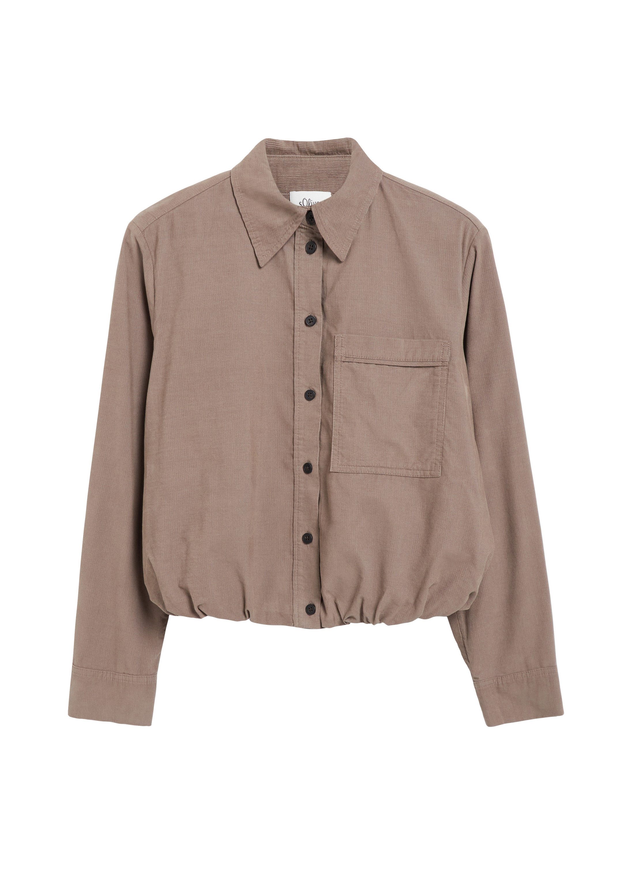 s.Oliver Langarmbluse Bluse Feincord-Bluse mit Ballon-Saum – Bild 2 von 5