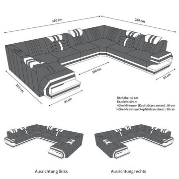 Sofa Dreams Wohnlandschaft Polster Stoff Design Sofa Ragusa U Form M Mikrofaser Stoffsofa, Couch wahlweise mit Hocker