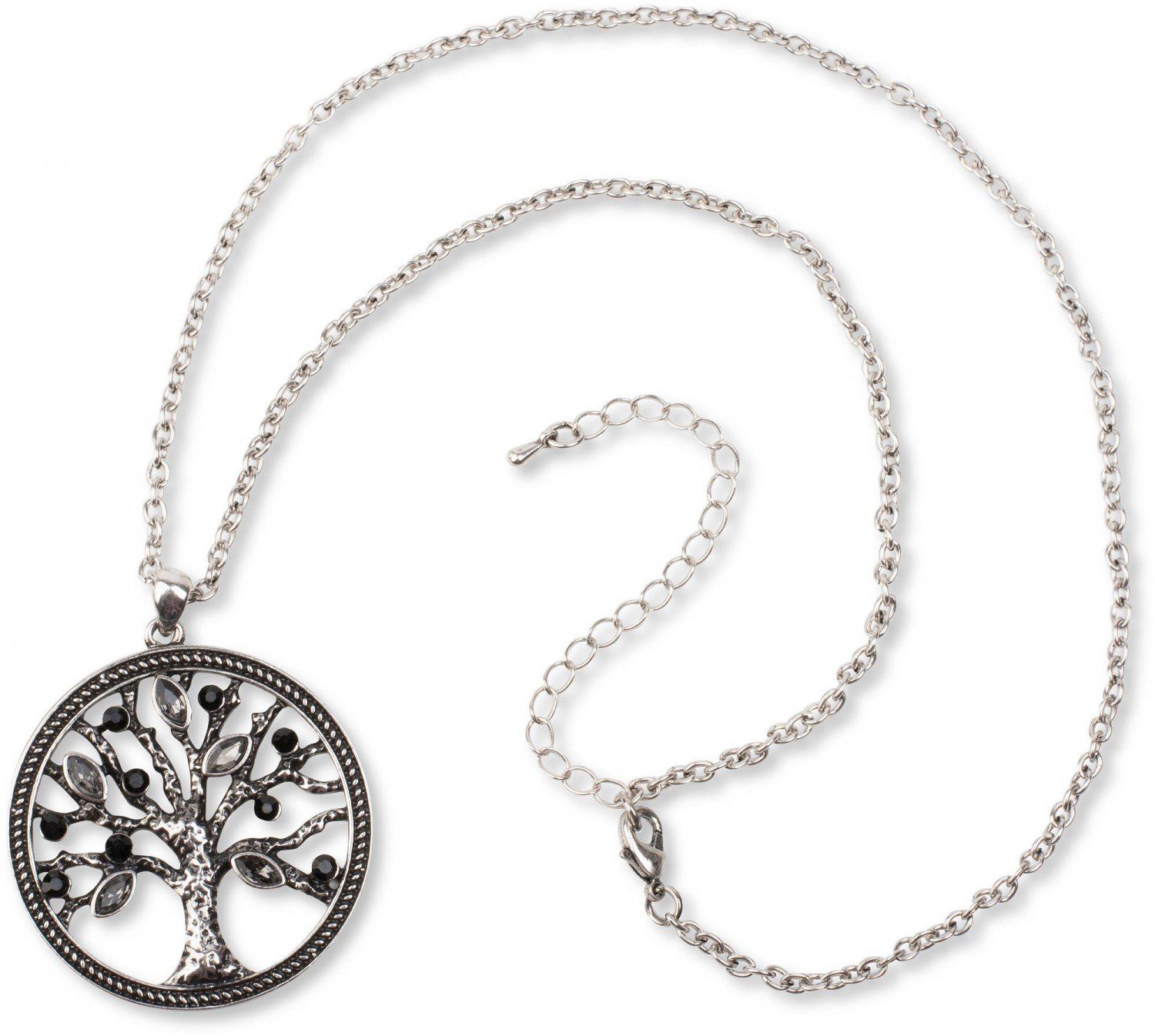 Kette mit Anhänger Halskette mit Lebensbaum Anhänger und Strass