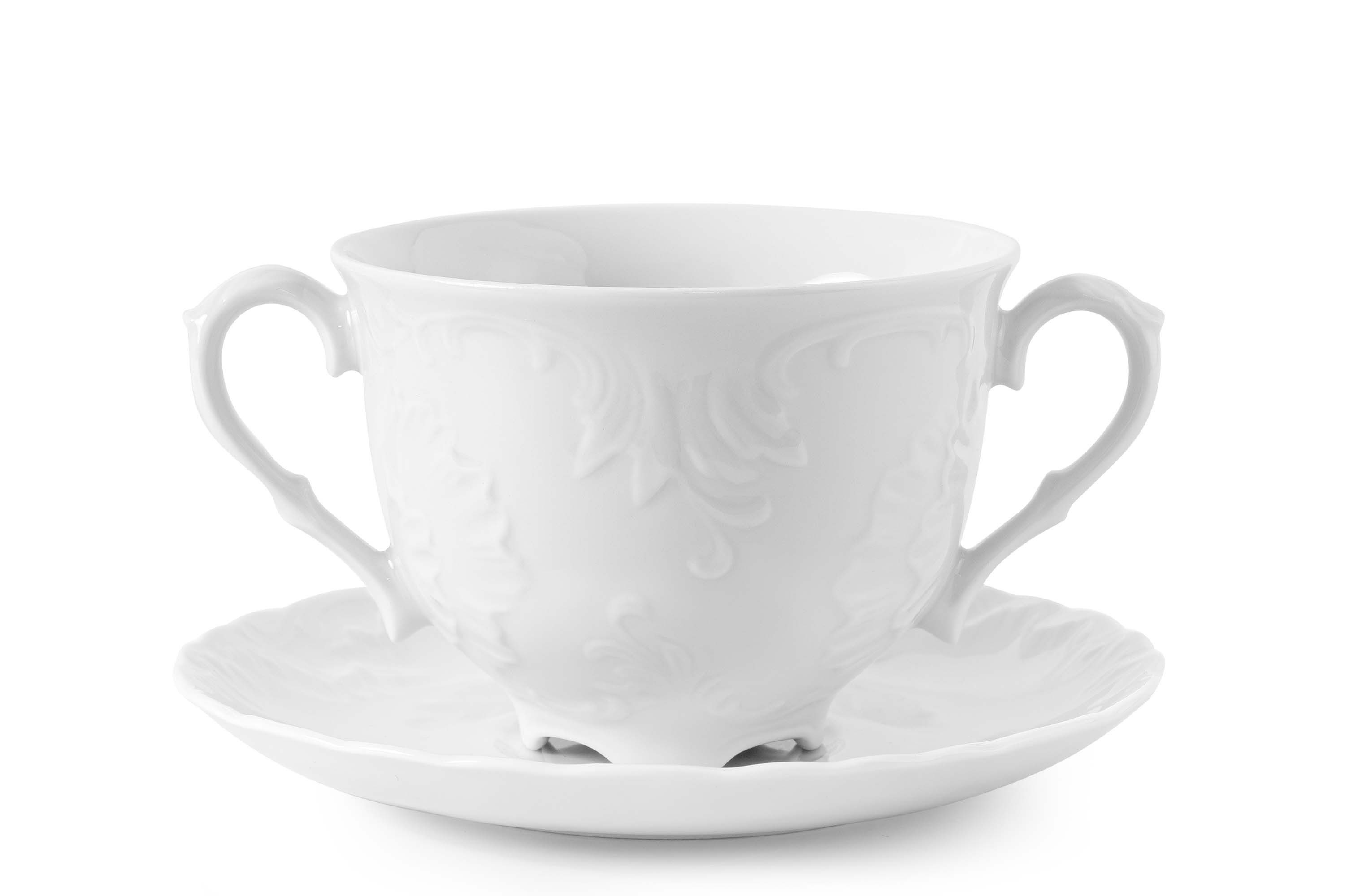 KONSIMO® Suppenschüssel CMIELOW ROCOCO Suppenschale mit Untertasse, Porzellan, (12-tlg), Hochwertiges Premium-Porzellan, mit eleganten Verzierungen