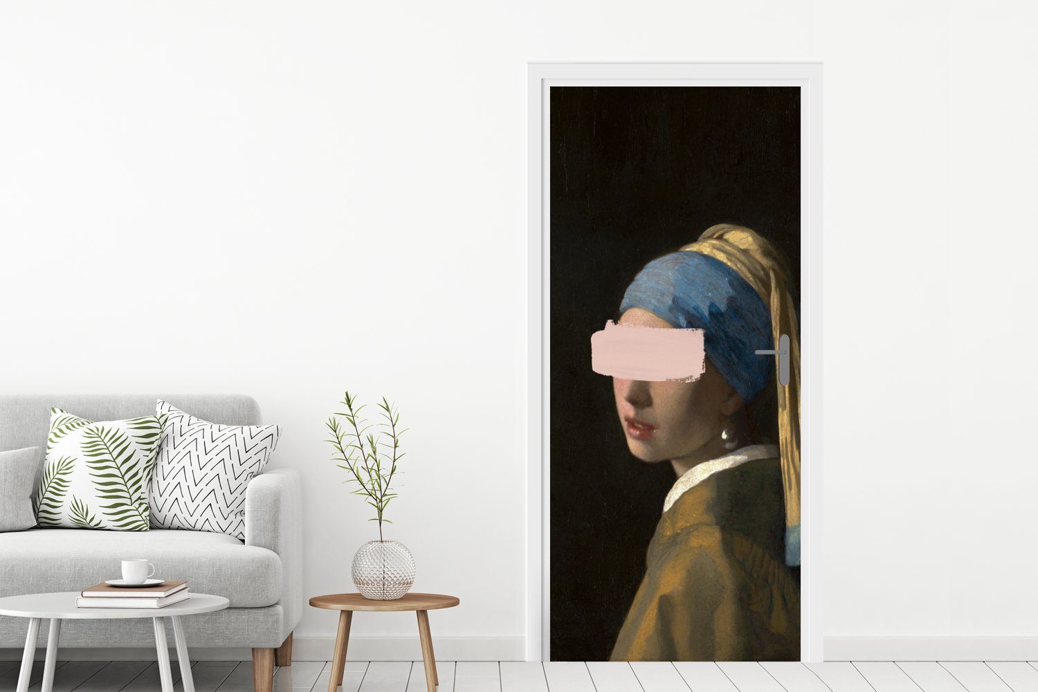 bedruckt, Türtapete Fototapete Tür, - - Matt, Vermeer dem Mädchen cm MuchoWow Das 75x205 Perlenohrring St), Türaufkleber, Gemälde, (1 mit für
