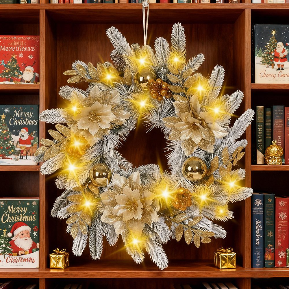 CLTYQ Dekokranz Weihnachtskranz mit Weihnachtskugeln wiederverwendbar, Küns günstig online kaufen