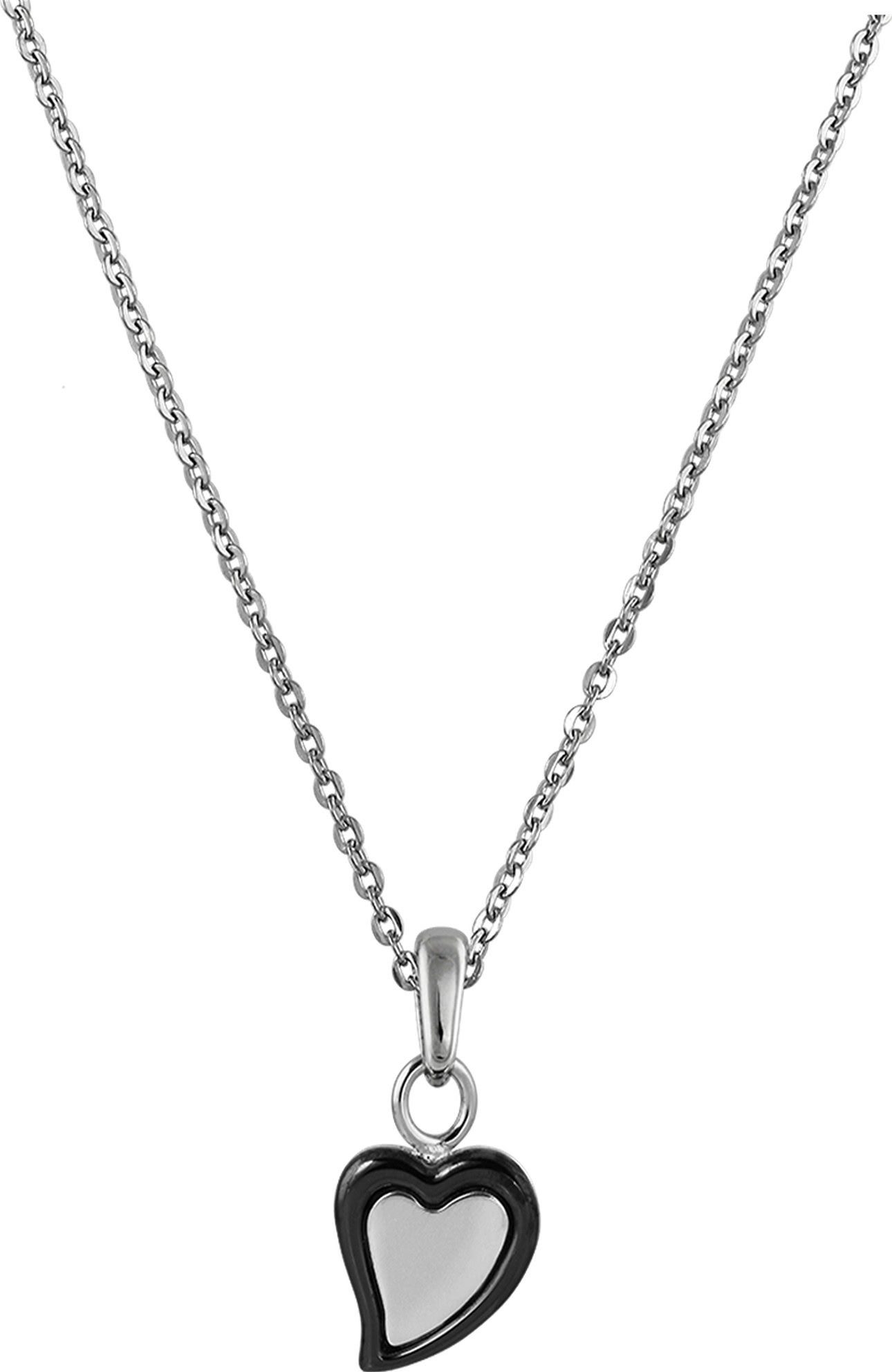 Amello Edelstahlkette Amello Herz Halskette silber schwarz (Halskette), Damen Halsketten (Herz) aus Edelstahl (Stainless Steel)