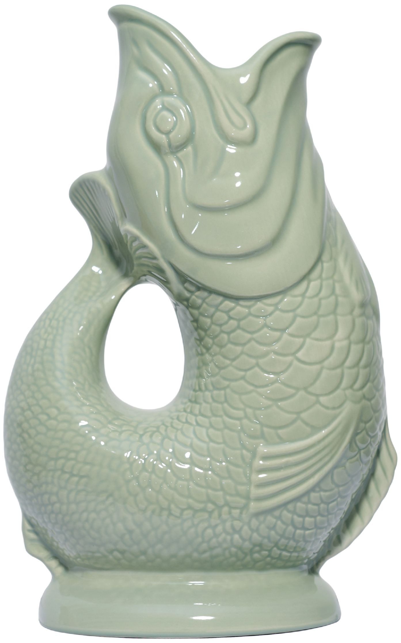 Gluckigluck Wasserkaraffe, (Original Gluggle Jug aus England), mit Gluckergeräusch, handgefertigt, ikonisches Fisch-Design, 1,2 L