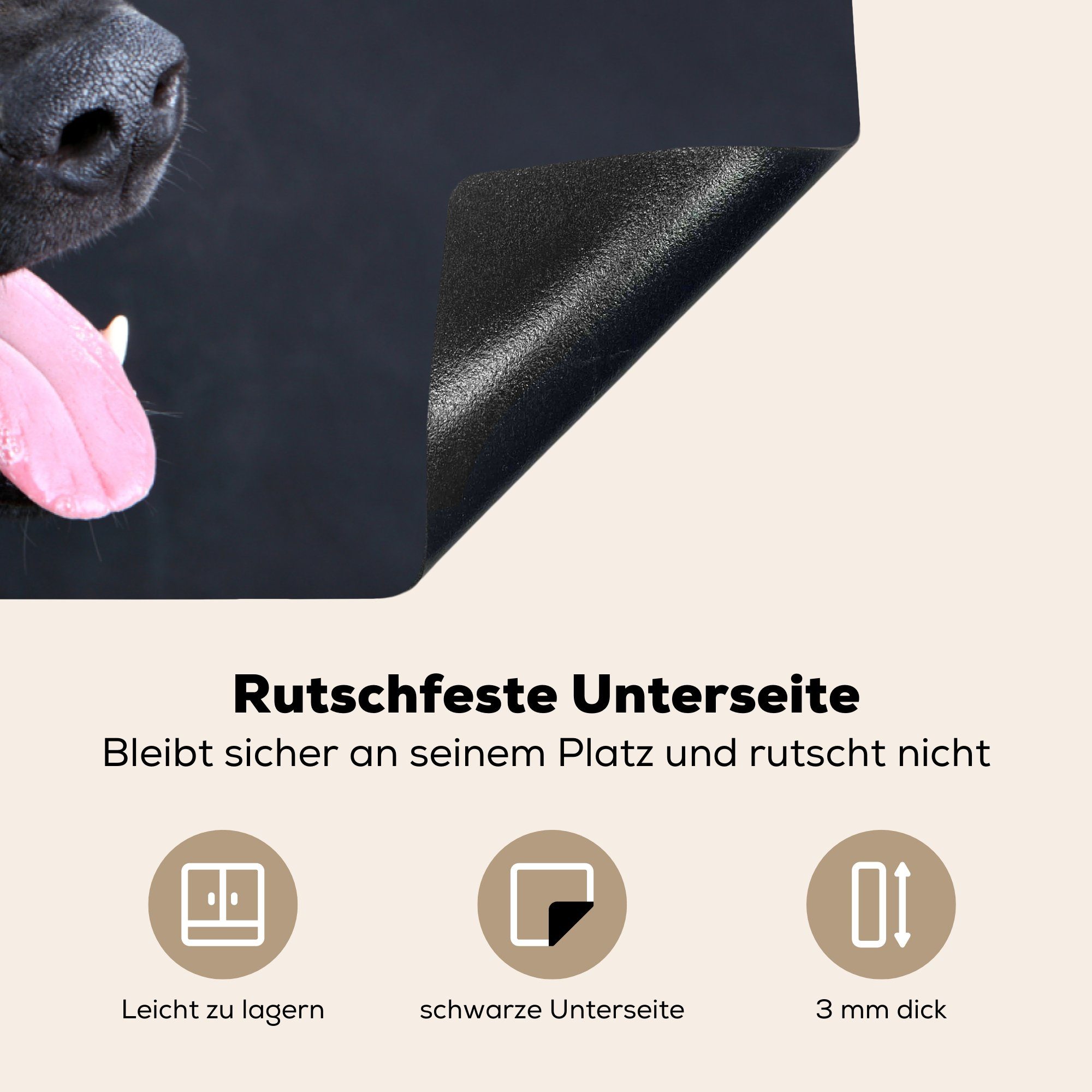 MuchoWow küche, Ein tlg), für die Induktionskochfeld Herdblende-/Abdeckplatte Malinois-Schäferhund Ceranfeldabdeckung Schutz schaut 81x52 cm, Vinyl, (1 auf,