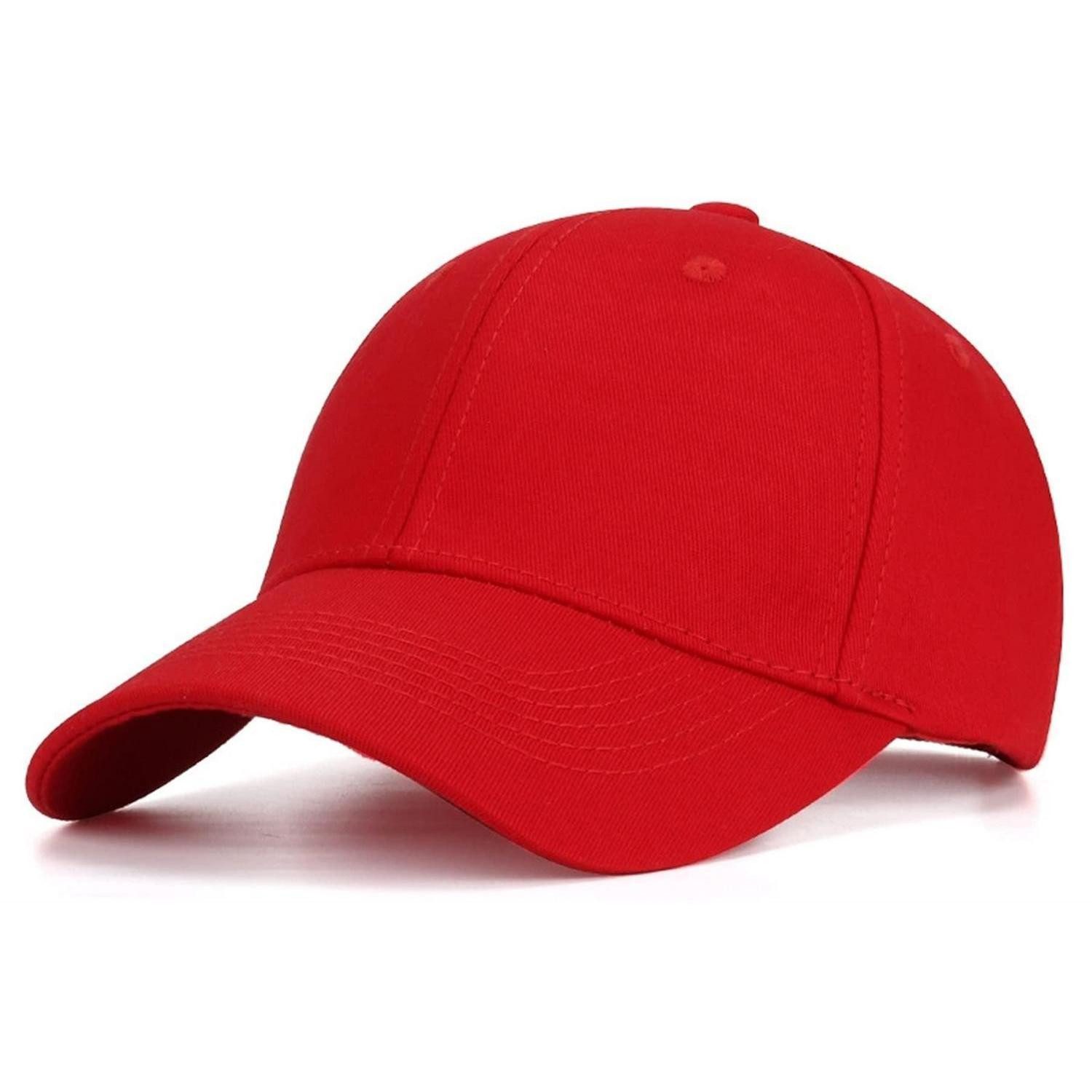 Baseball Cap Basecap Damen Herren Unisex Verstellbar Baumwolle Outdoor M Rot