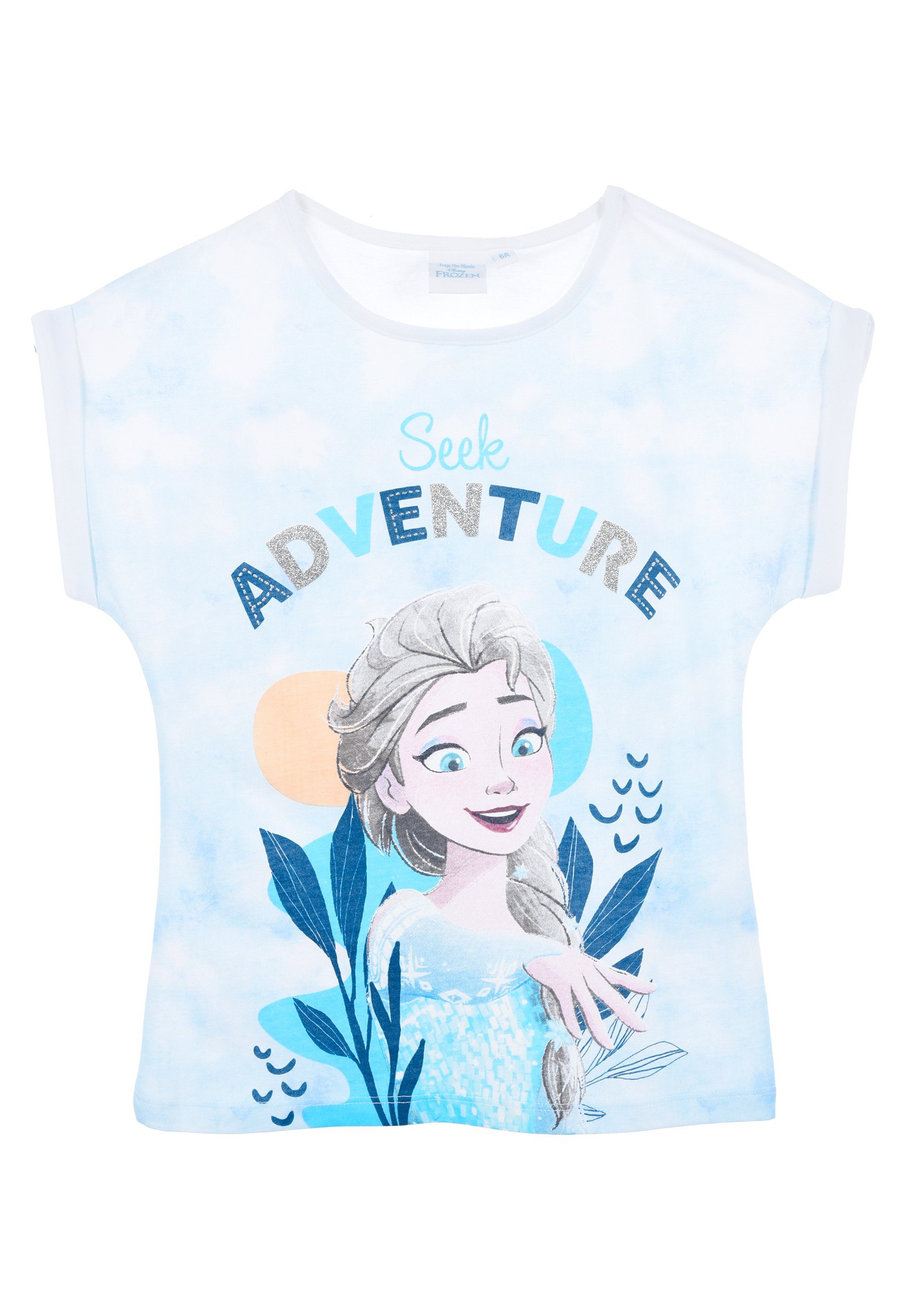 - T-Shirt T-Shirt Die Eiskönigin Mädchen Frozen Frozen Shirt Sommer Hell-Blau Disney