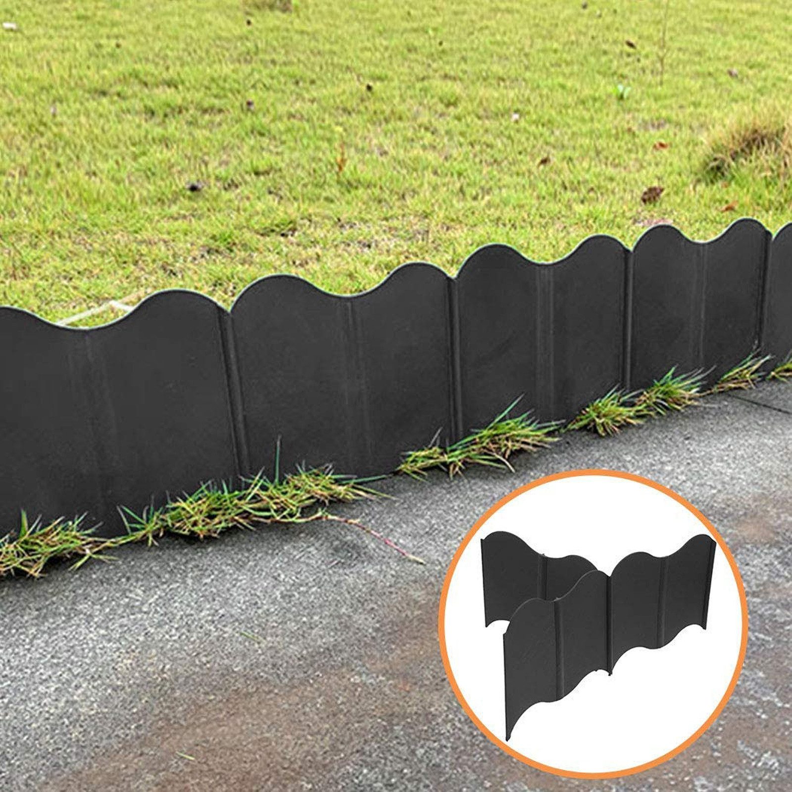 HTI-Living Beetumrandung Beetumrandung Nessa Wave 24-teilig Schwarz, LxH: 16x14 cm, Set, 24 Module, Beetbegrenzung Beeteinfassung