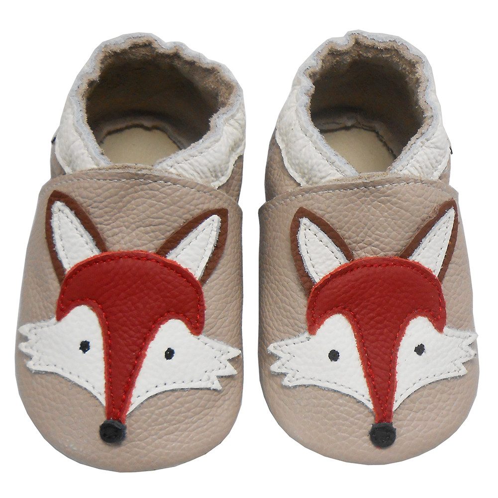 Bemesu Weiche Leder Krabbelschuhe Baby Lauflernschuhe Lederpuschen Fuchs Barfußschuh Rutschfest atmungsaktiv
