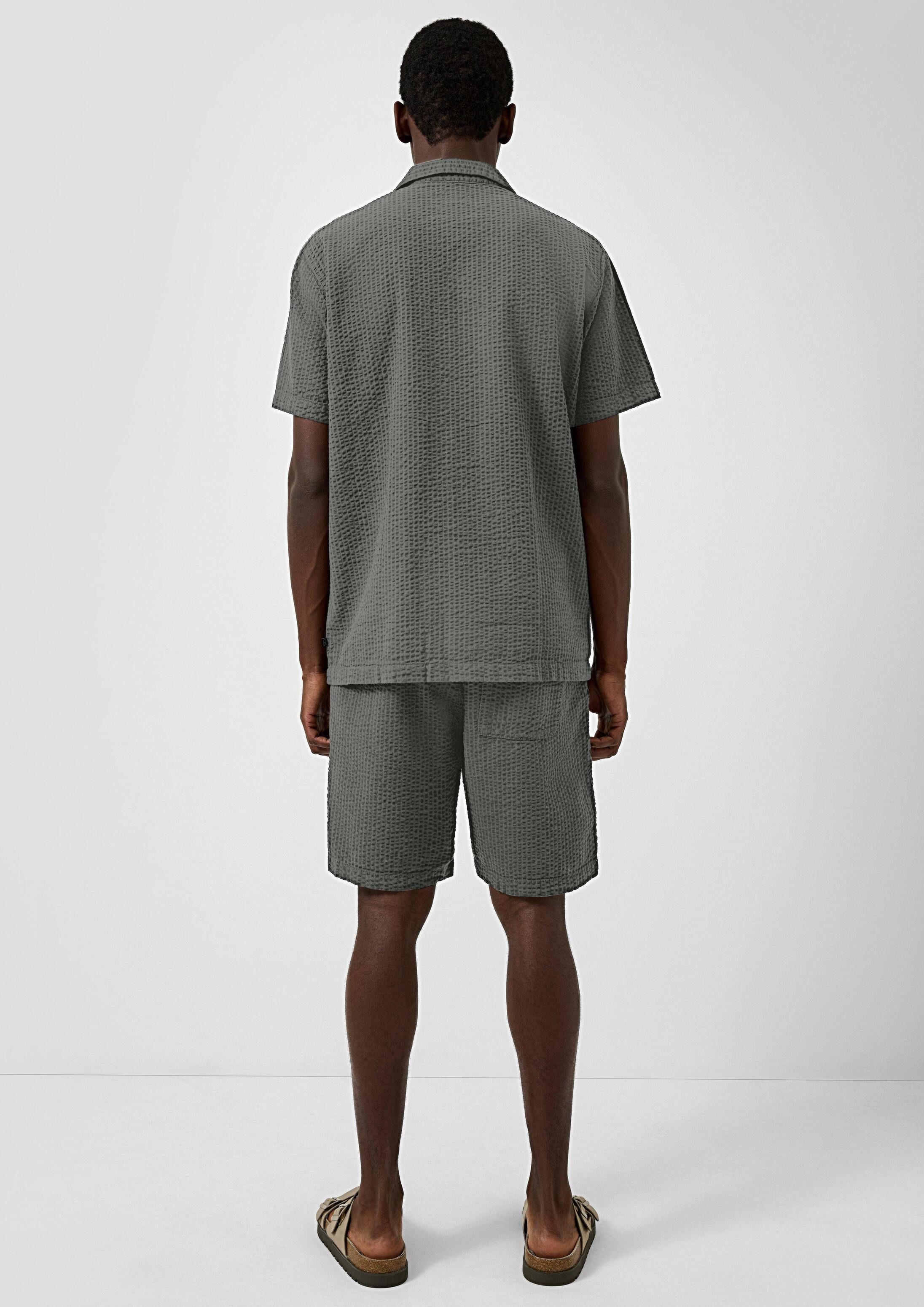 QS Kurzarmhemd Hemd Resort Fit: Seersuckerhemd