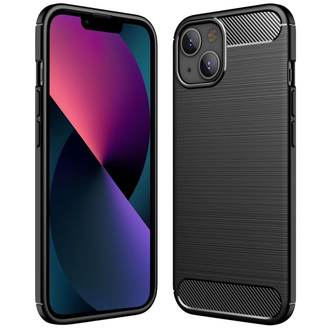 CoolGadget Handyhülle Carbon Handy Hülle für Apple iPhone 13 6,1 Zoll, robuste Telefonhülle Case Schutzhülle für iPhone 13 Hülle