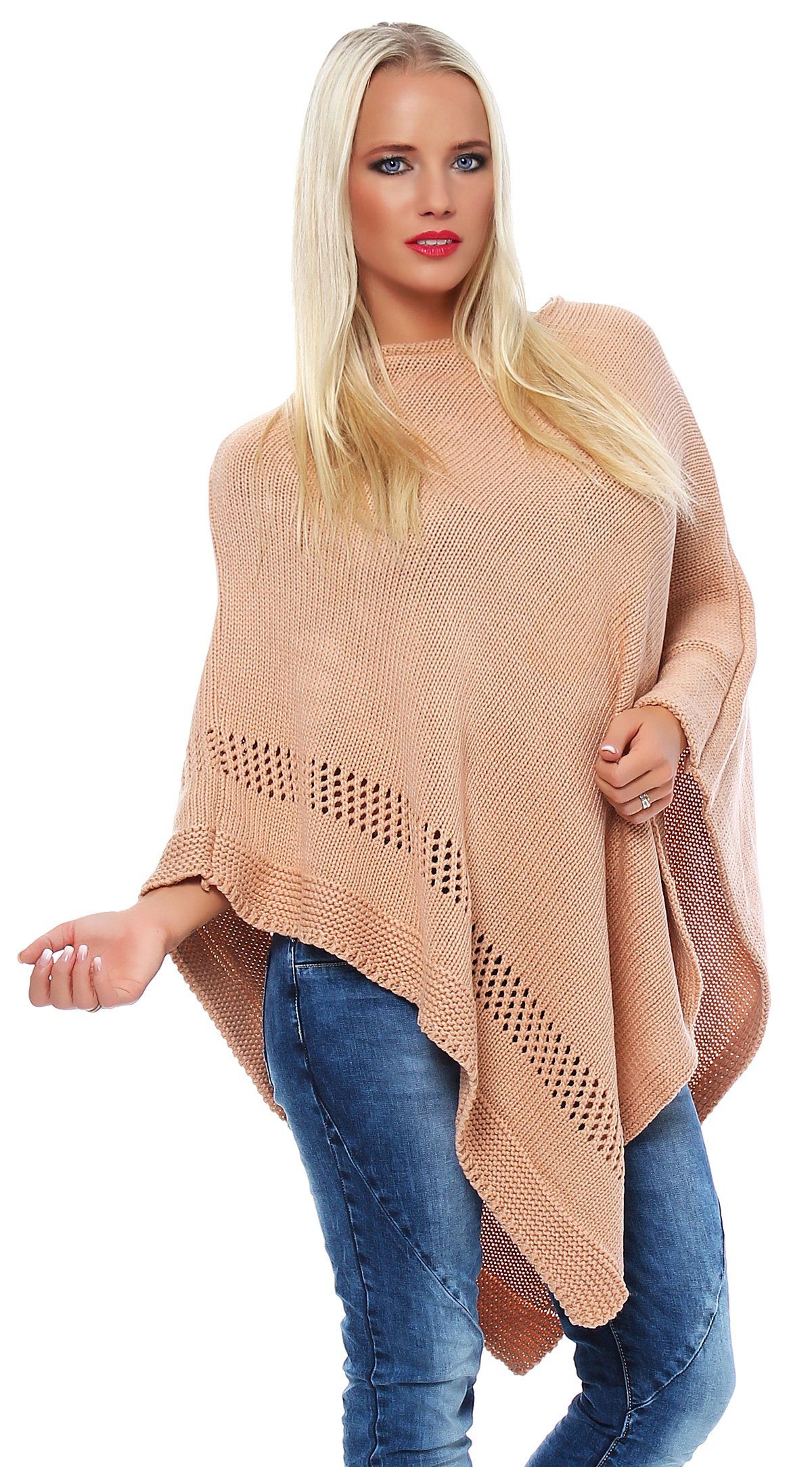Mississhop Strickponcho Damen Poncho Cape Überwurf Strickponcho M.3004
