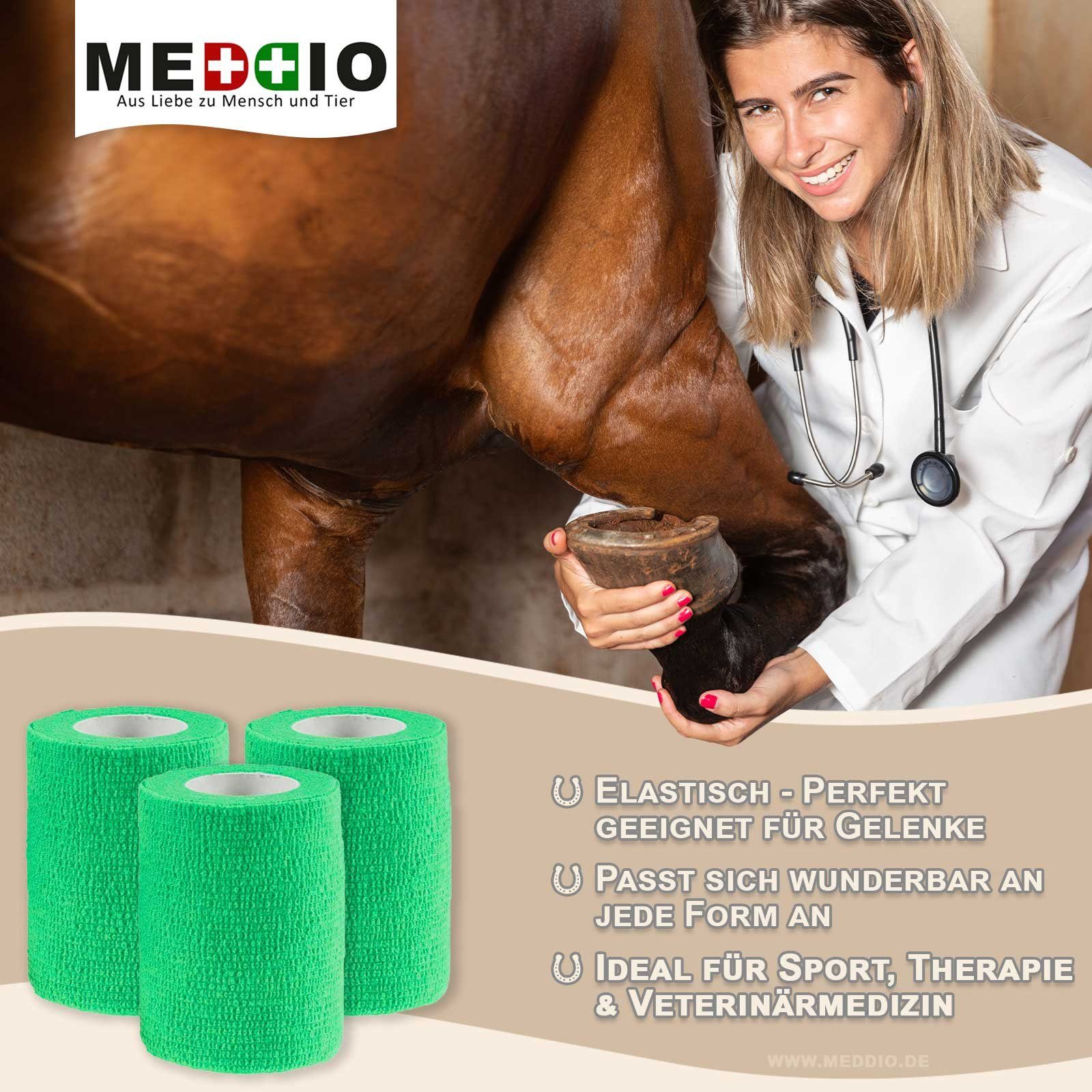 Selbsthaftende Pferdebandage light 1 7,5cm green Haftbandage / meDDio Bandage Fixierbinde