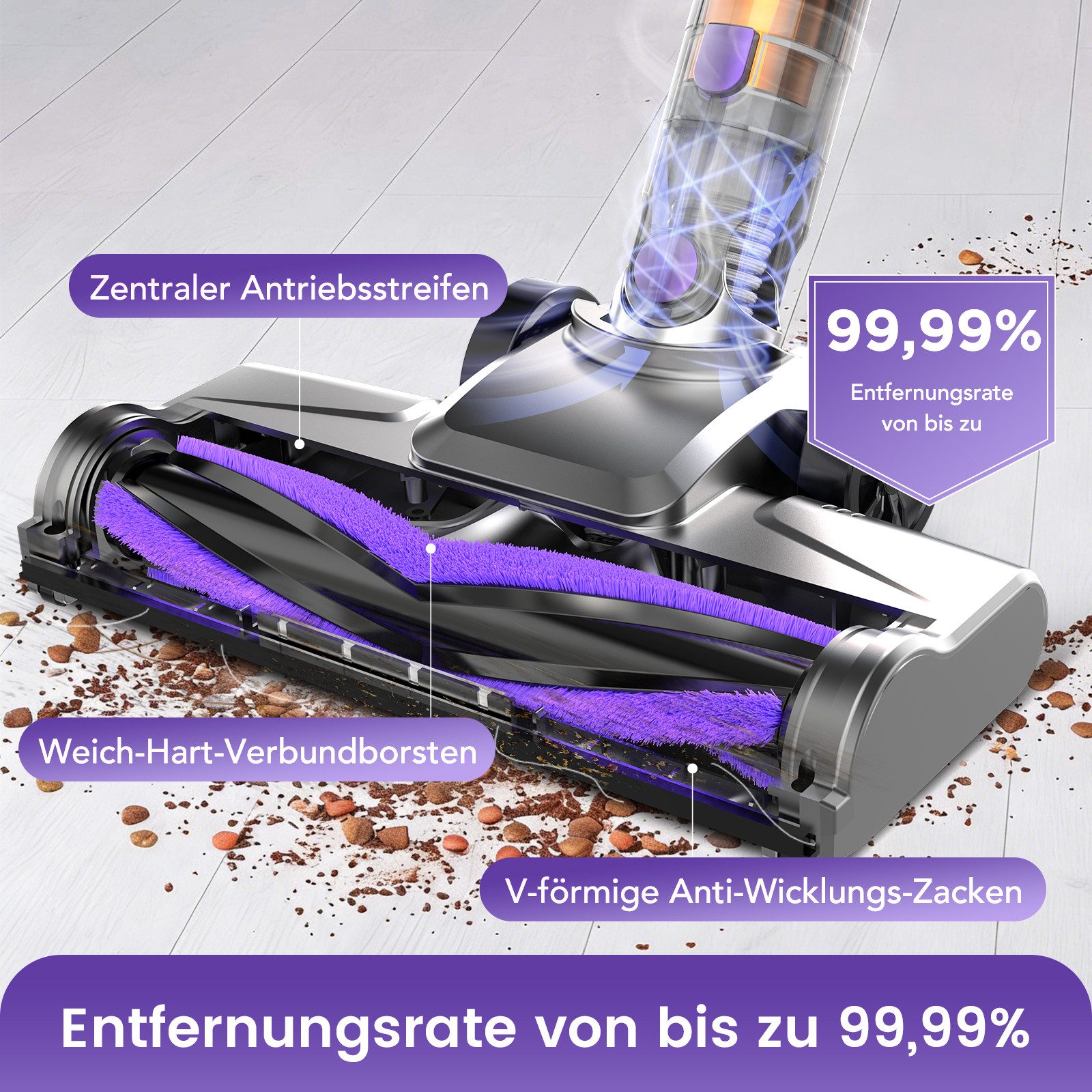 VacniQ Akku-Hand-und Stielstaubsauger 68.000 Pa Kabelloser Staubsauger Akku Staubsauger beutellos, beutellos, Akku Staubsauger, Staubsauger, 68KPa, 55 Minuten, 1.2 L, 3.26kg
