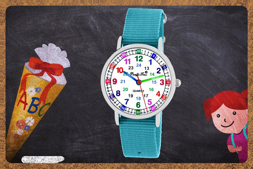 Pacific Time Quarzuhr Kinder Armbanduhr Lernuhr Wechselarmband, Mix und Match Design - Gratis Versand – Bild 5 von 5