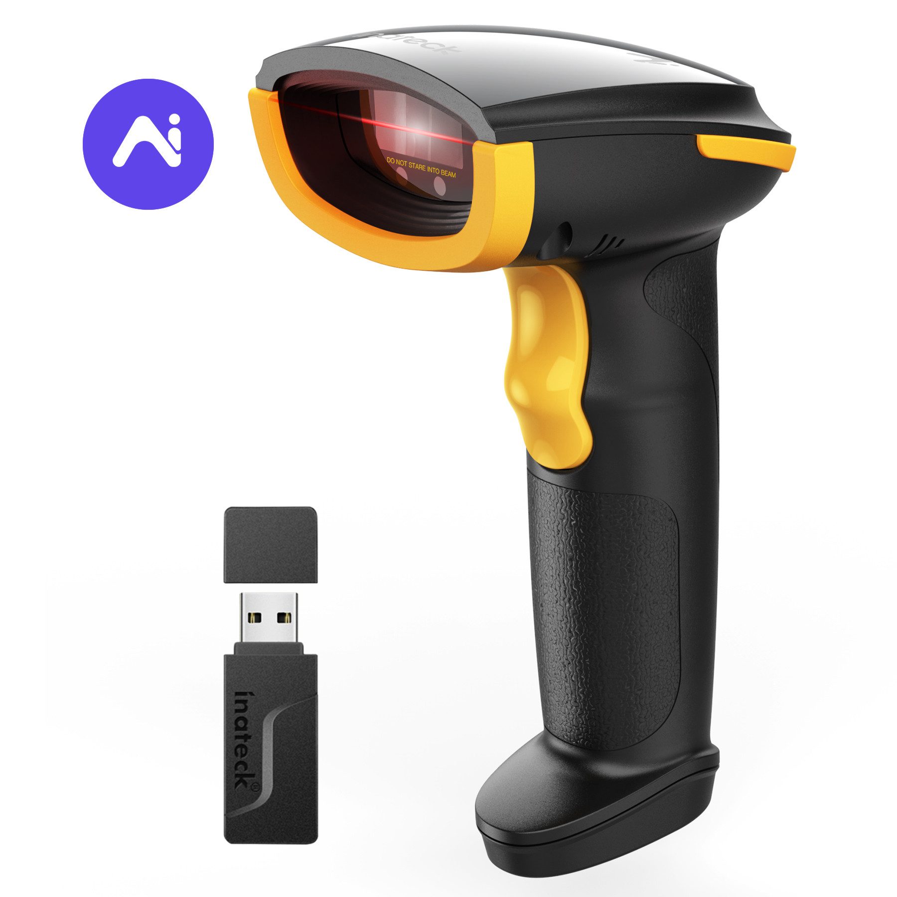 Inateck AI Barcode Сканери Bluetooth 1D Kabellos, 1 Ladung in 3 Monaten Ручний сканер, (Unterstützen Selbst Entwickelte App und SDK mit 2000mAh Akku)