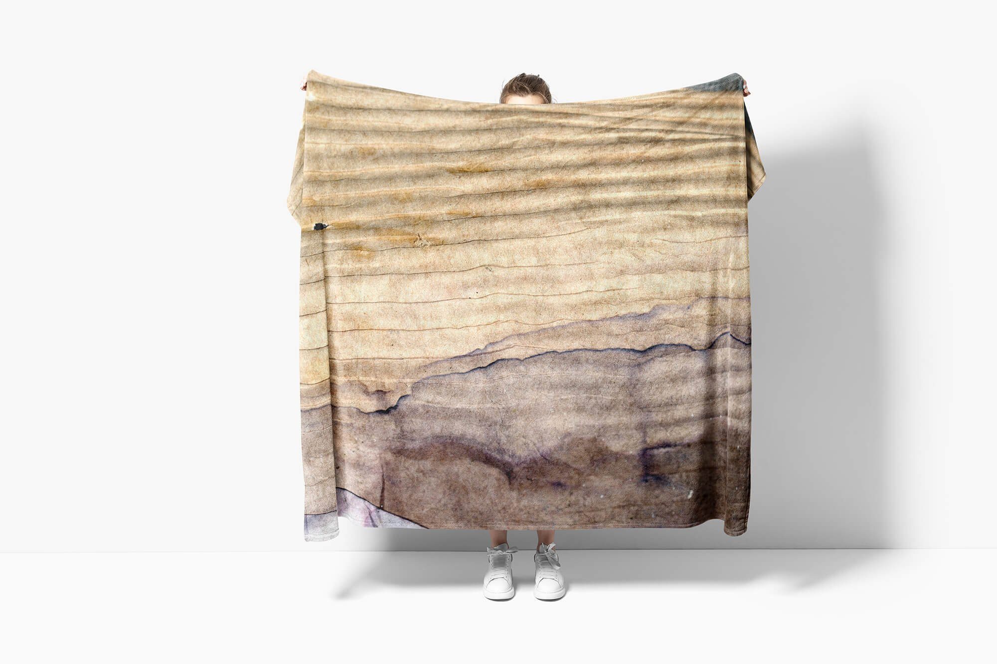 Fotomotiv Handtuch Art Strandhandtuch Baumwolle-Polyester-Mix Kunstvol, Saunatuch (1-St), Sinus mit Handtuch Abstrakte Kuscheldecke Handtücher Schichten