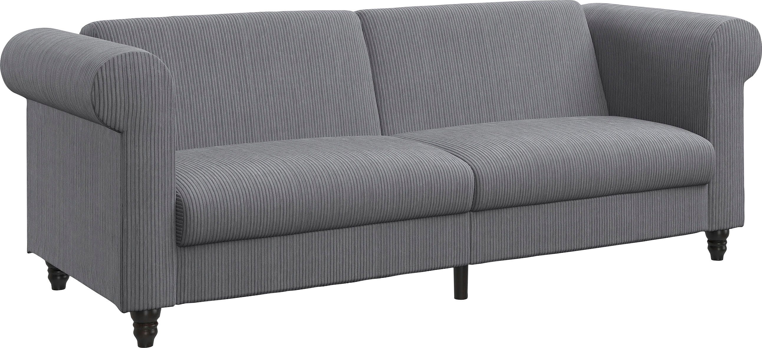 Dorel Home 3-Sitzer Felix II, Schlafsofa 236cm, (Liegefläche 108x190cm), Rückenlehne, 3-fach verstellbar, Sitzhöhe 46 cm, Cord