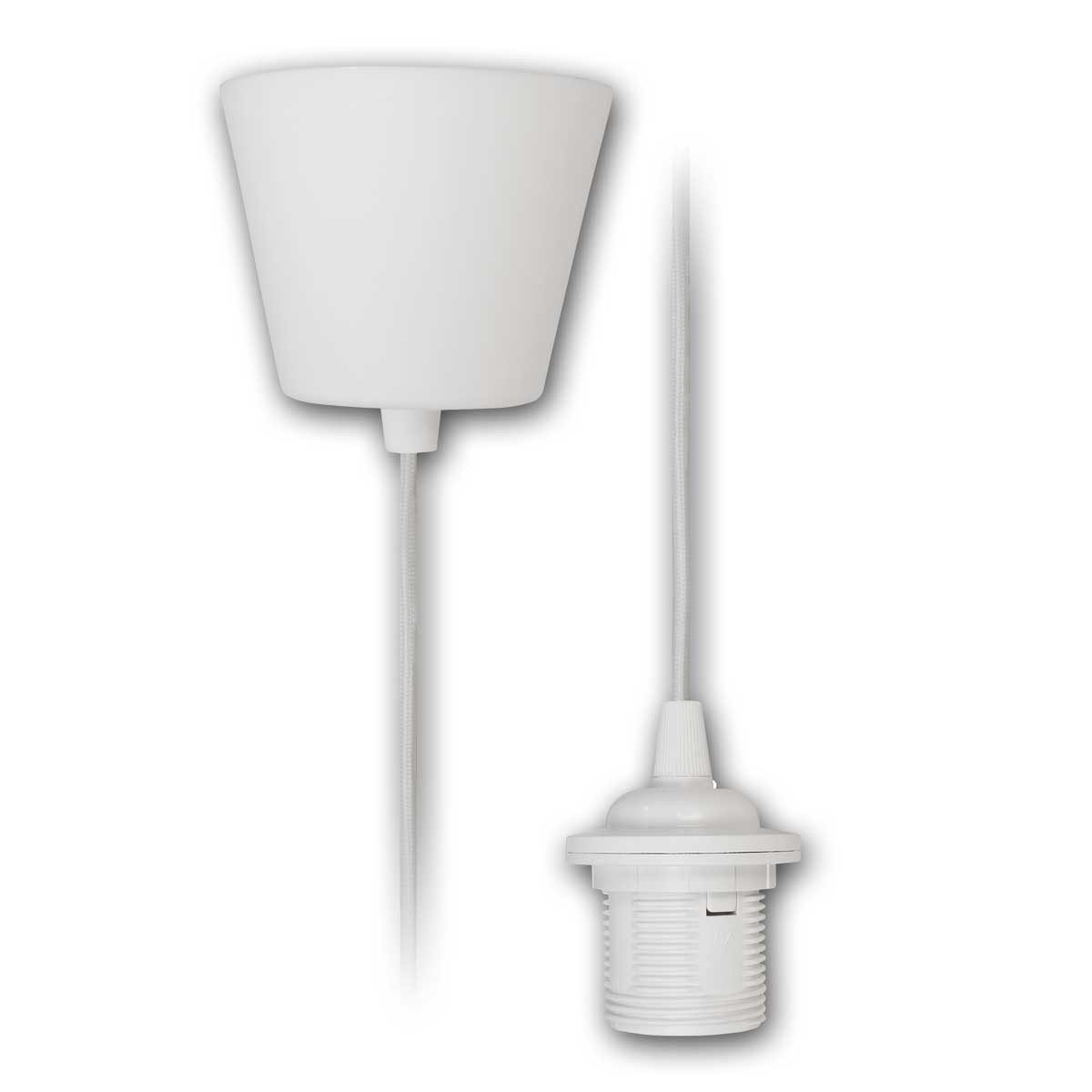 McShine Lampenfassung E27 Lampenaufhängung weiß, 230V/60W, Textil-Kabel