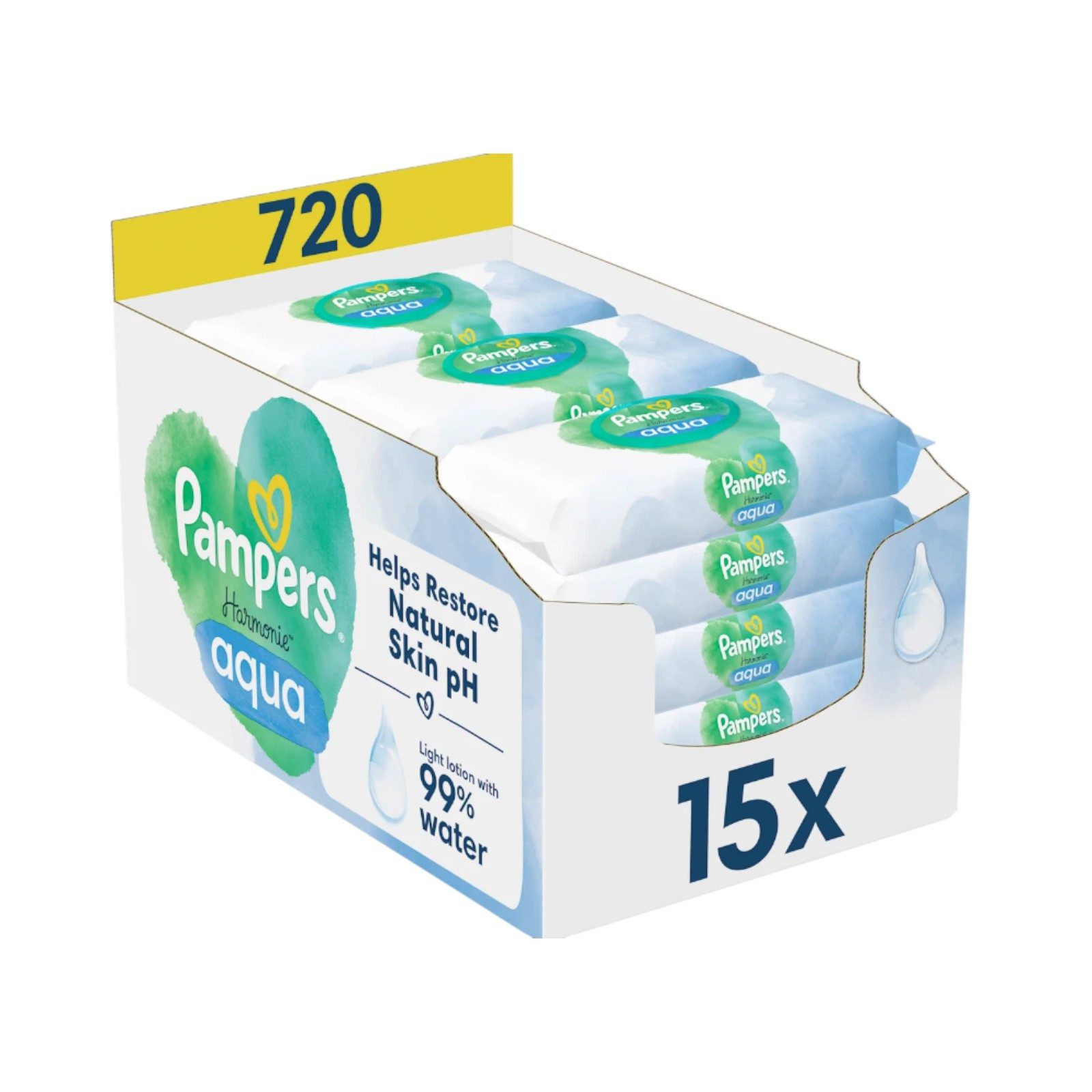 Pampers feuchtes Toilettenpapier Feuchttücher Harmonie Aqua (15x48 St), 720 St