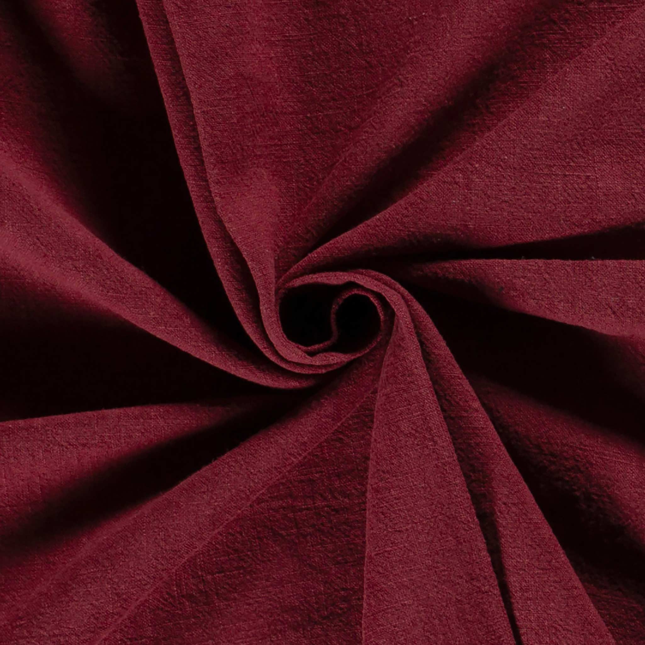 maDDma Stoff Halbleinen Stoff Meterware uni stonewashed Leinen Baumwolle Webware, 018 - bordeaux