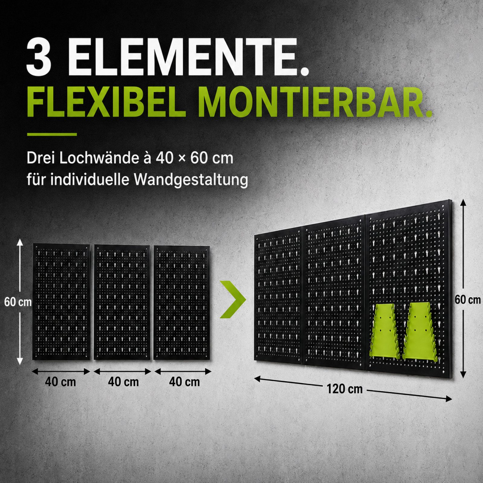 TRUTZHOLM Lochwand Werkzeugwand 120x60 cm 17tlg. Set Metall Lochwand Werkzeugaufbewahrung, (Set)
