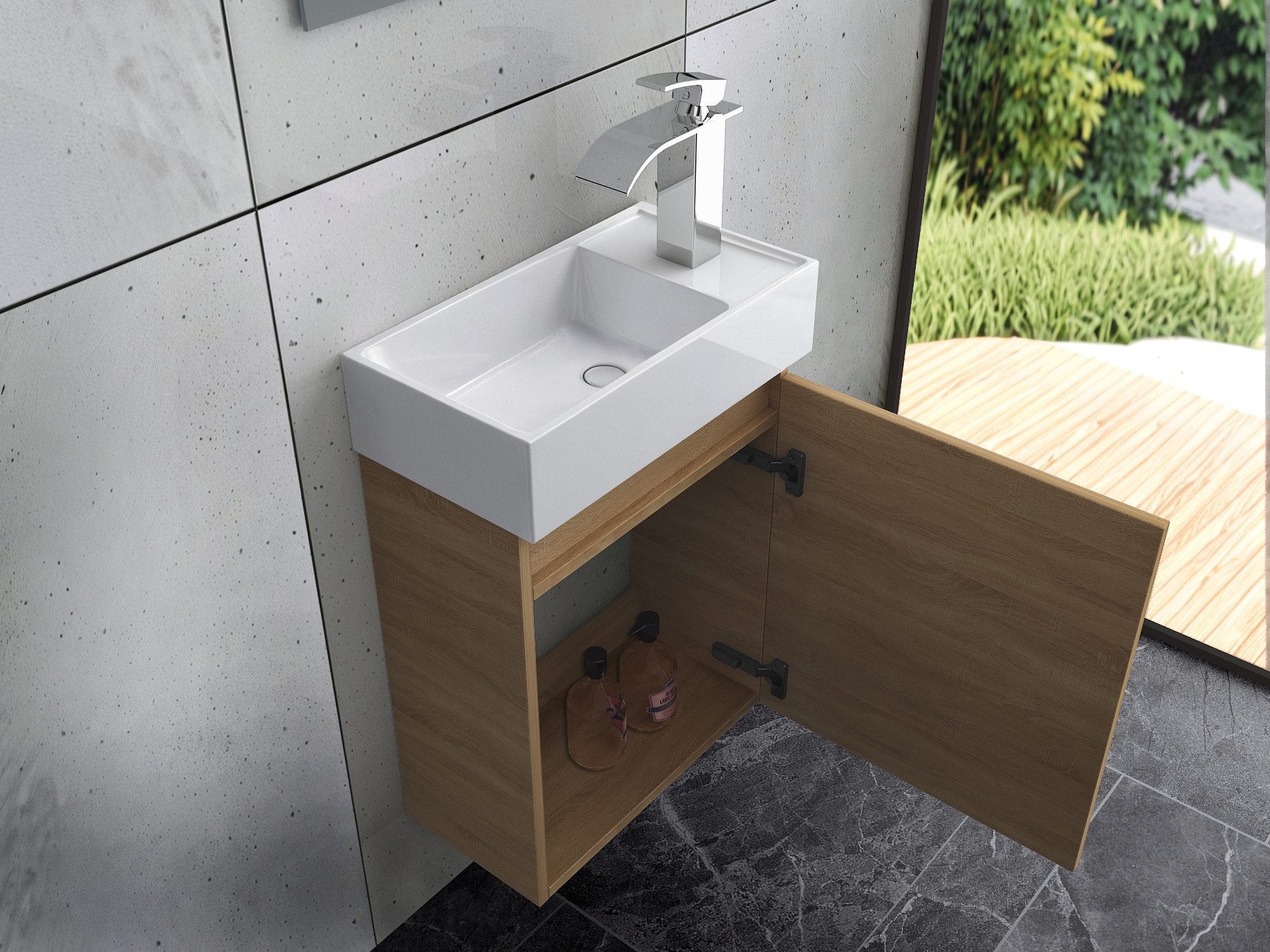 Faizee Home Badmöbel-Set Badmöbel 40 cm Badschrank Waschtisch Unterschrank günstig online kaufen