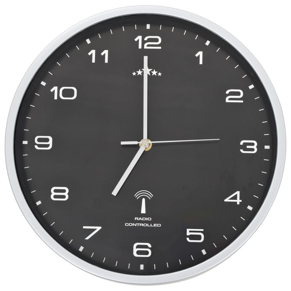 modern Anzeige Quarzwerk Funkwanduhr Küchenuhr mit analoge Wanduhr Uhr 31 vidaXL Schwarz