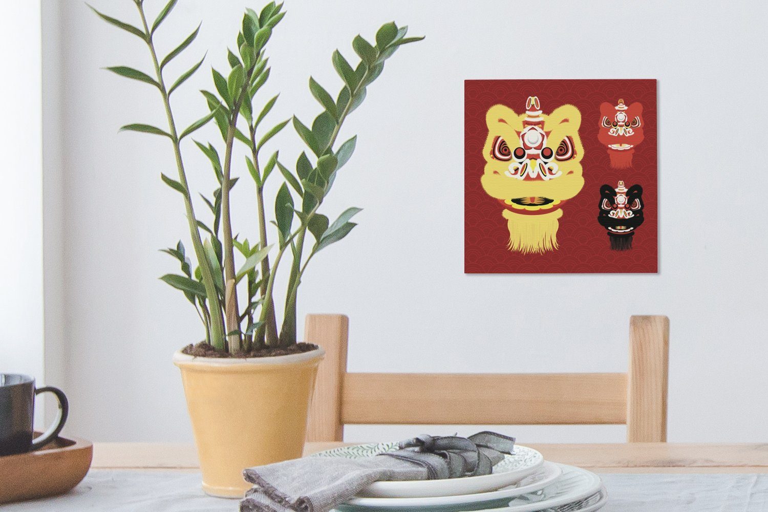 Bilder Drachens Wohnzimmer Leinwandbild chinesischen Schlafzimmer OneMillionCanvasses® zum für St), Illustration (1 Leinwand Neujahrsfest, eines Eine