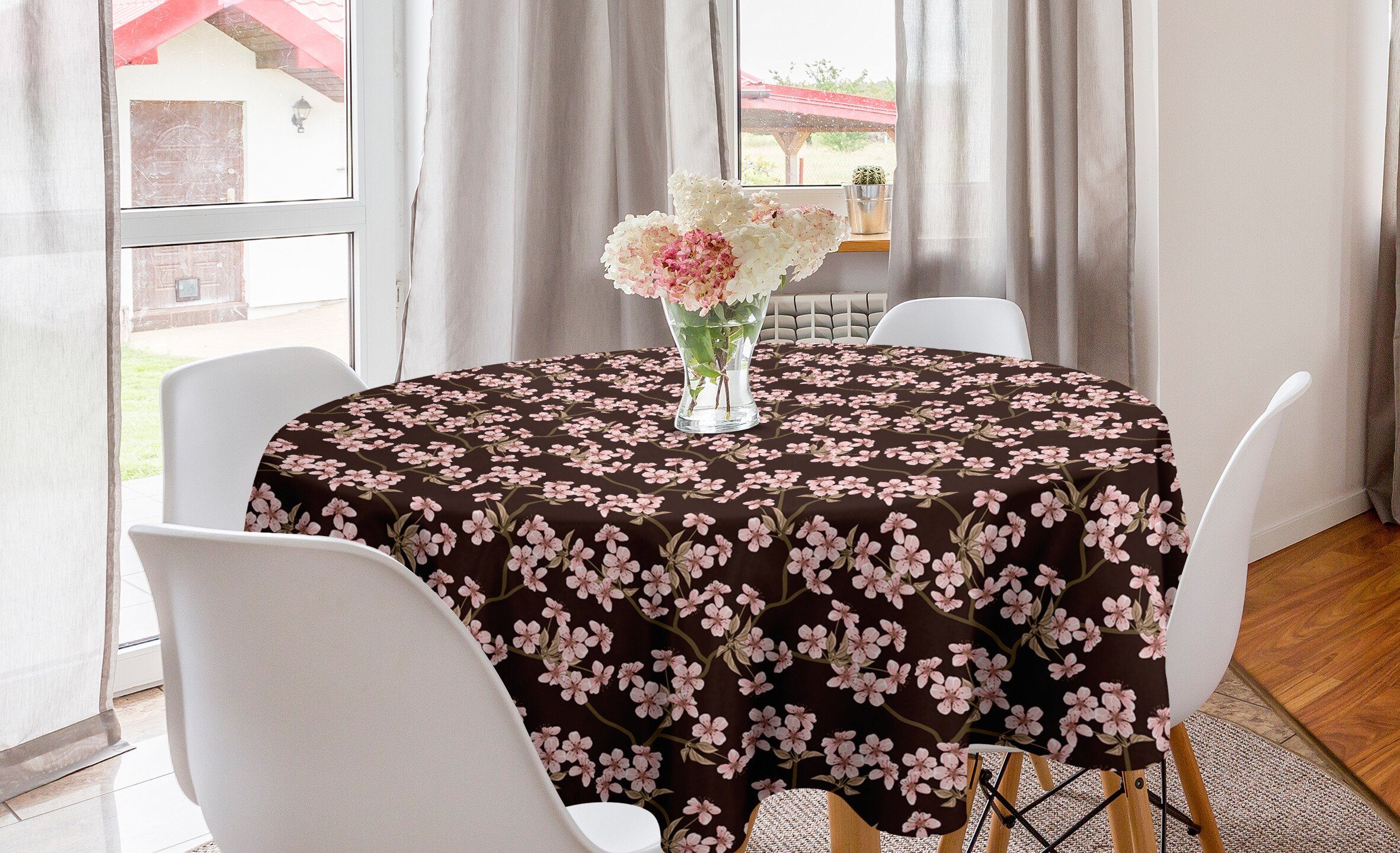 Japanischer Esszimmer Kreis Küche Tischdecke Abdeckung Abakuhaus Kirschblüte für Tischdecke Dekoration, Garten