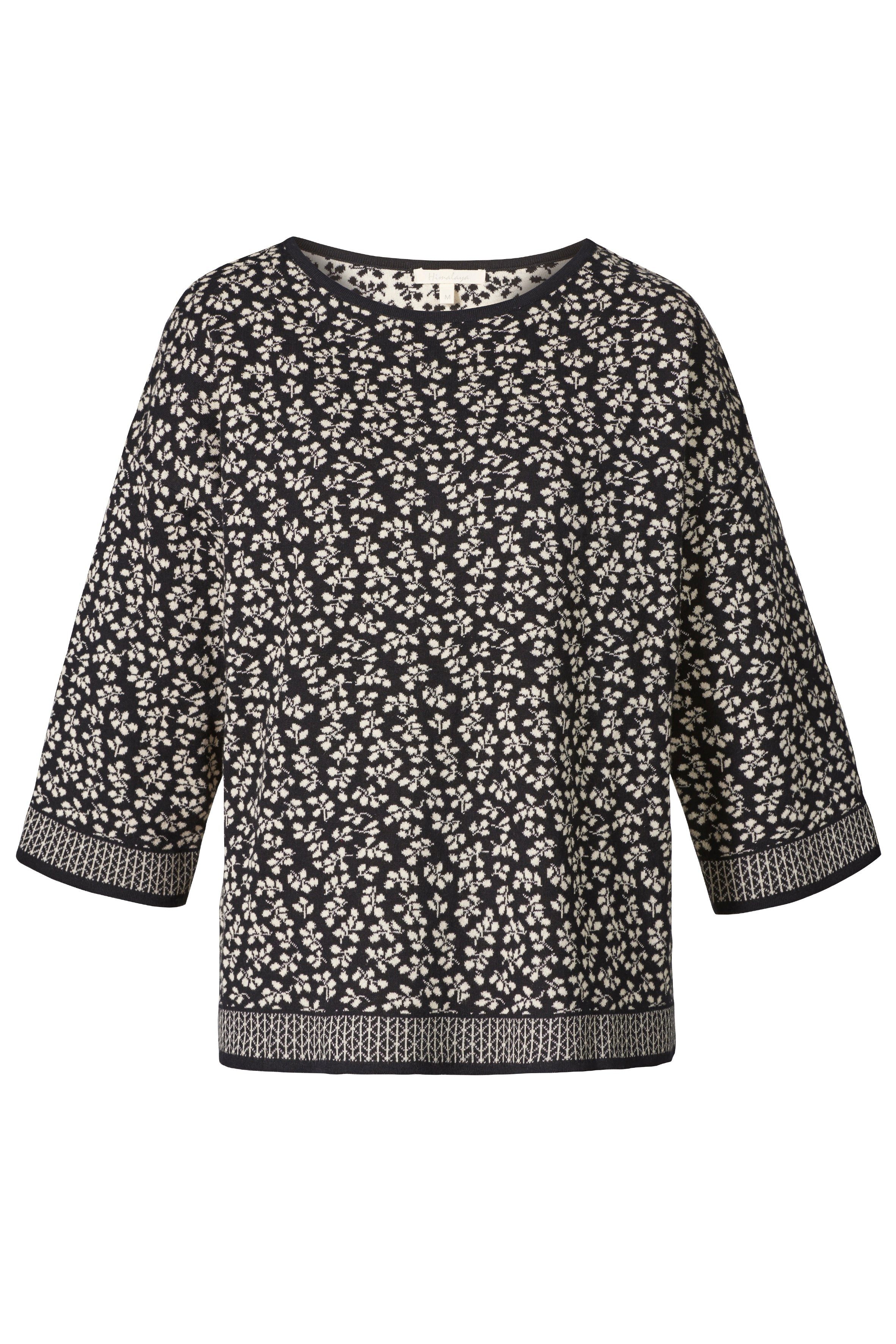 Strickpullover Weicher Jaquardpullover Damen mit Rundhalsausschnitt aus Bio-Baumwolle