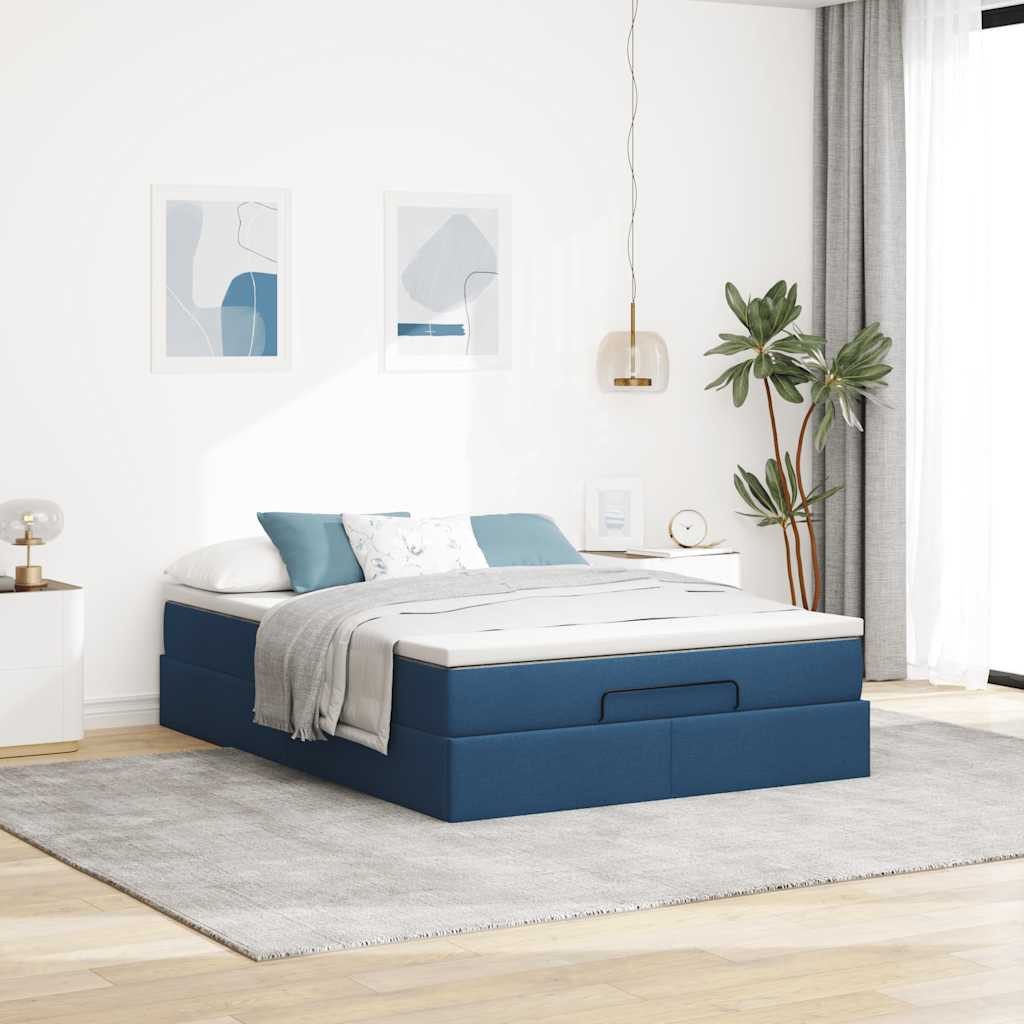 vidaXL Bett Ottoman-Bett mit Matratze Blau günstig online kaufen