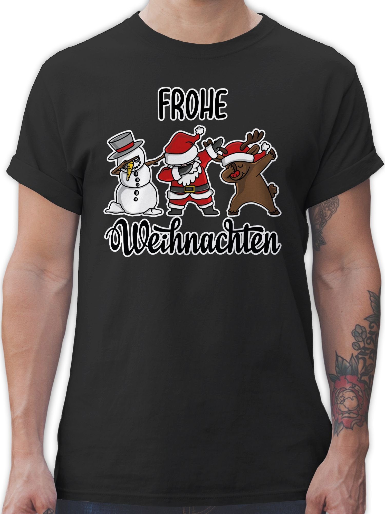 01 Weihnachten Weihachten Kleidung Dabbing Schwarz Frohe Shirtracer T-Shirt
