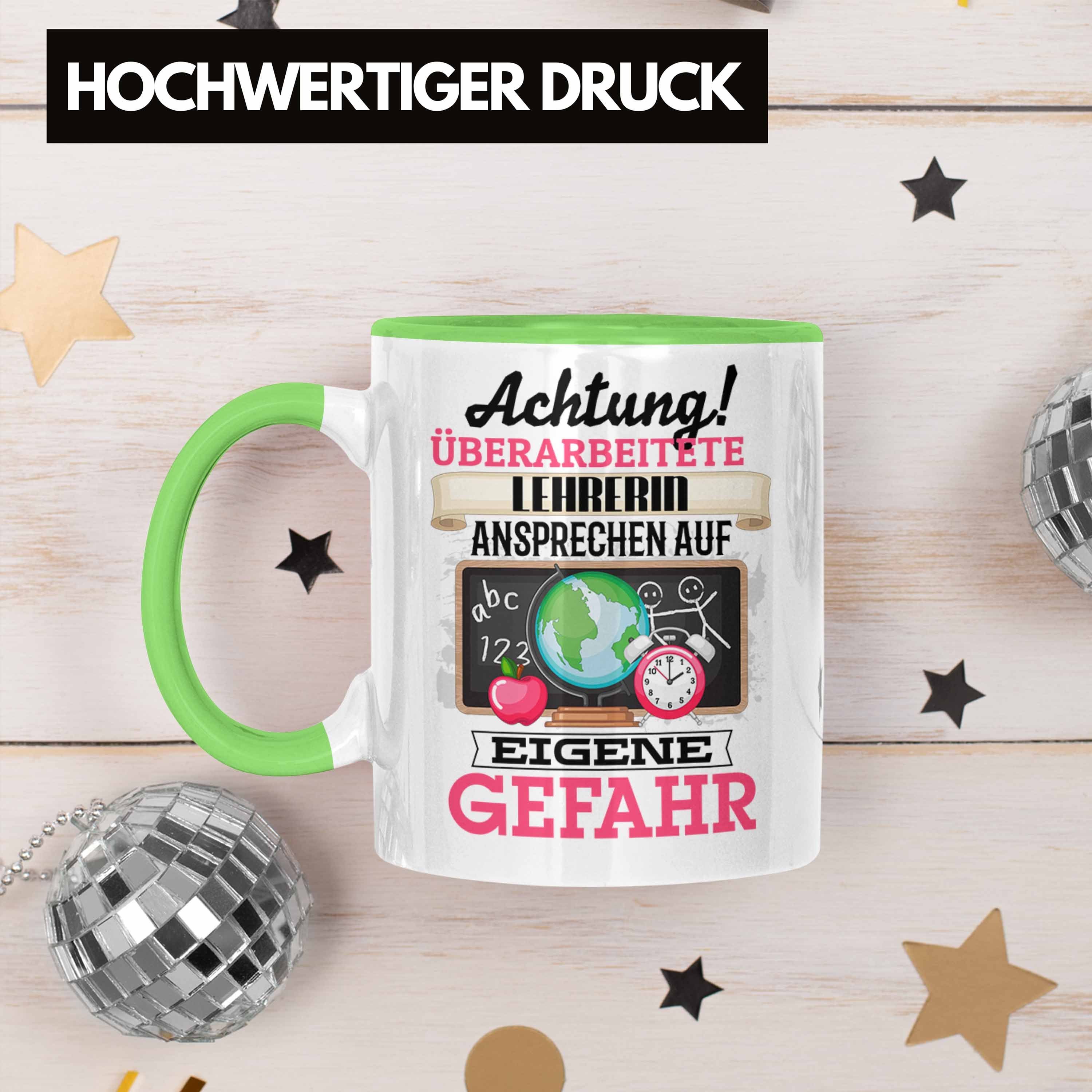 Grün Kaffeebecher Spruch Tasse Lehrerin Geschenk Tasse für Lustiger Geschenkidee Trendation